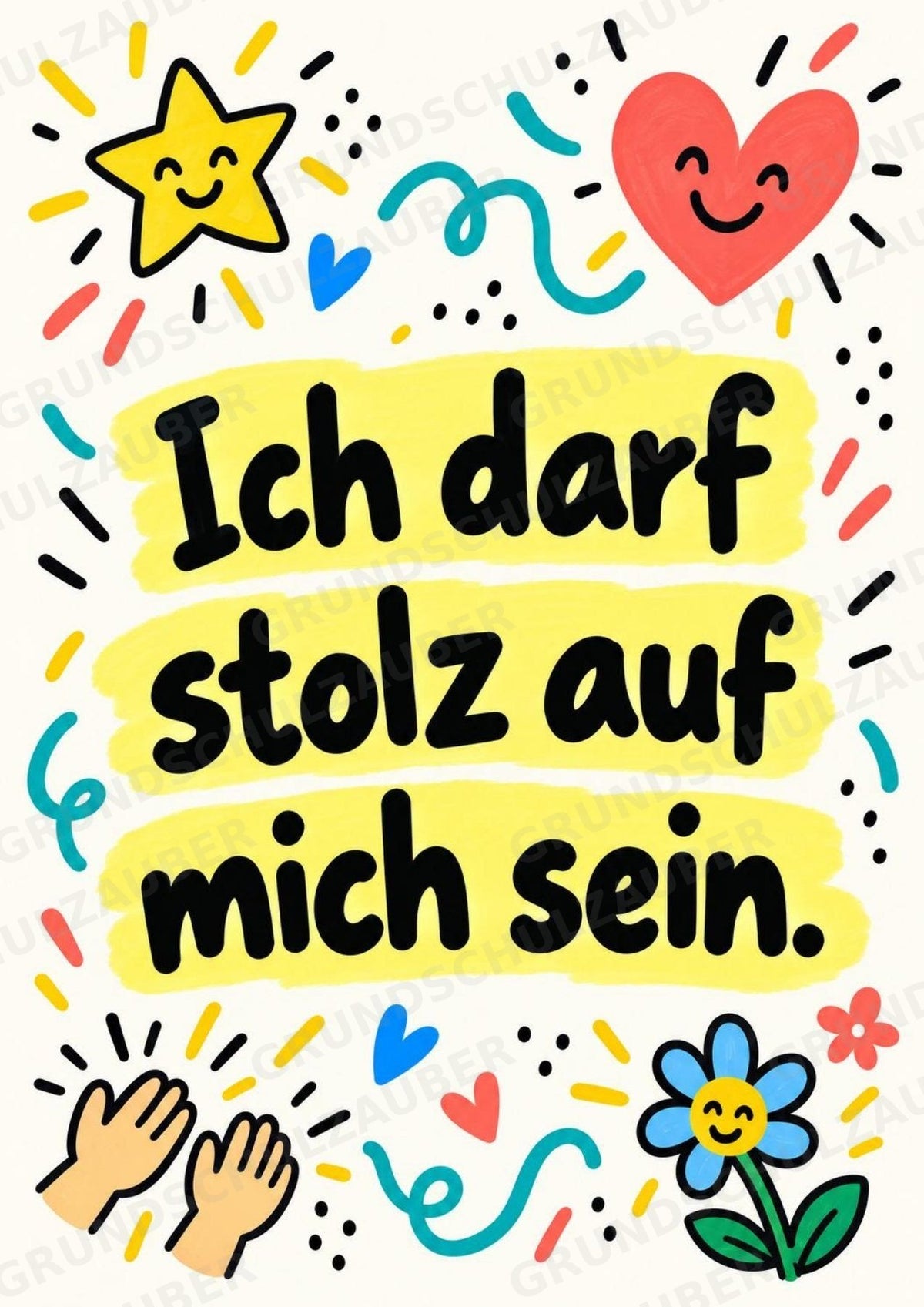 Bunte Mutmacher – 10 Affirmationsposter für die Grundschule | Positive Sprüche im Kritzelstil – Materialseite 5