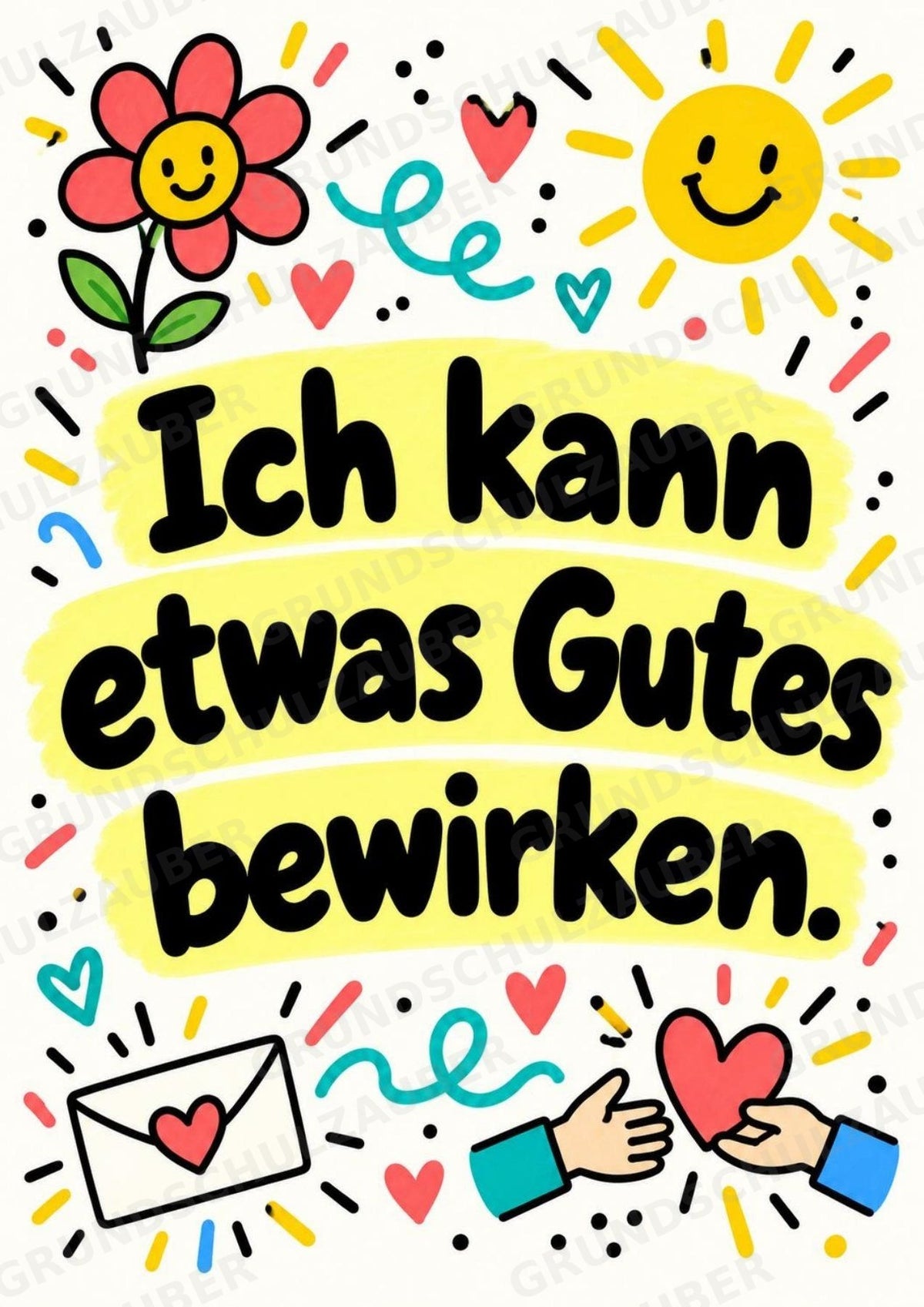 Bunte Mutmacher – 10 Affirmationsposter für die Grundschule | Positive Sprüche im Kritzelstil – Materialseite 10