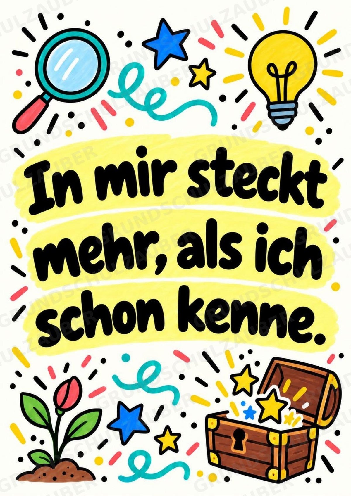 Bunte Mutmacher – 10 Affirmationsposter für die Grundschule | Positive Sprüche im Kritzelstil – Materialseite 11
