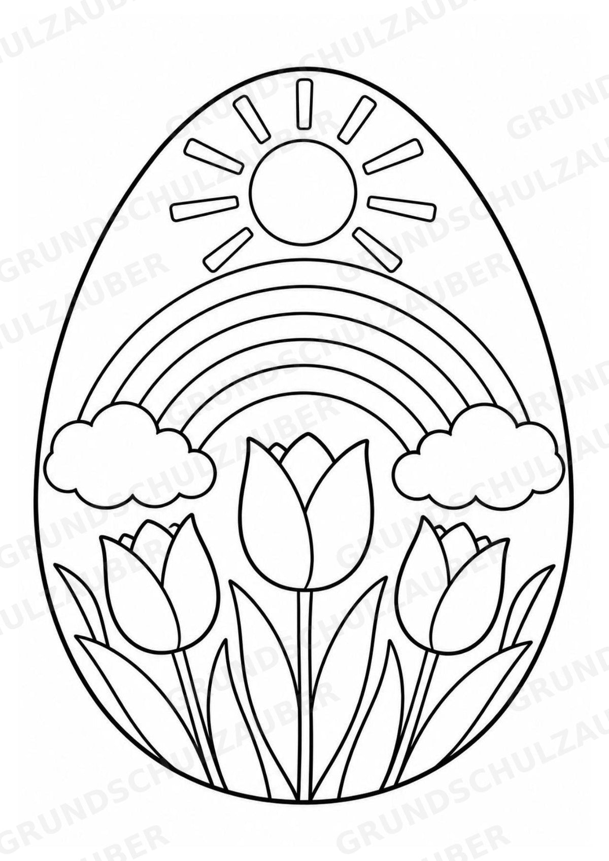 Ostereier zum Ausmalen | 10 Ausmalbilder & Malvorlagen für Ostern und Frühling in der Grundschule – Materialseite 8