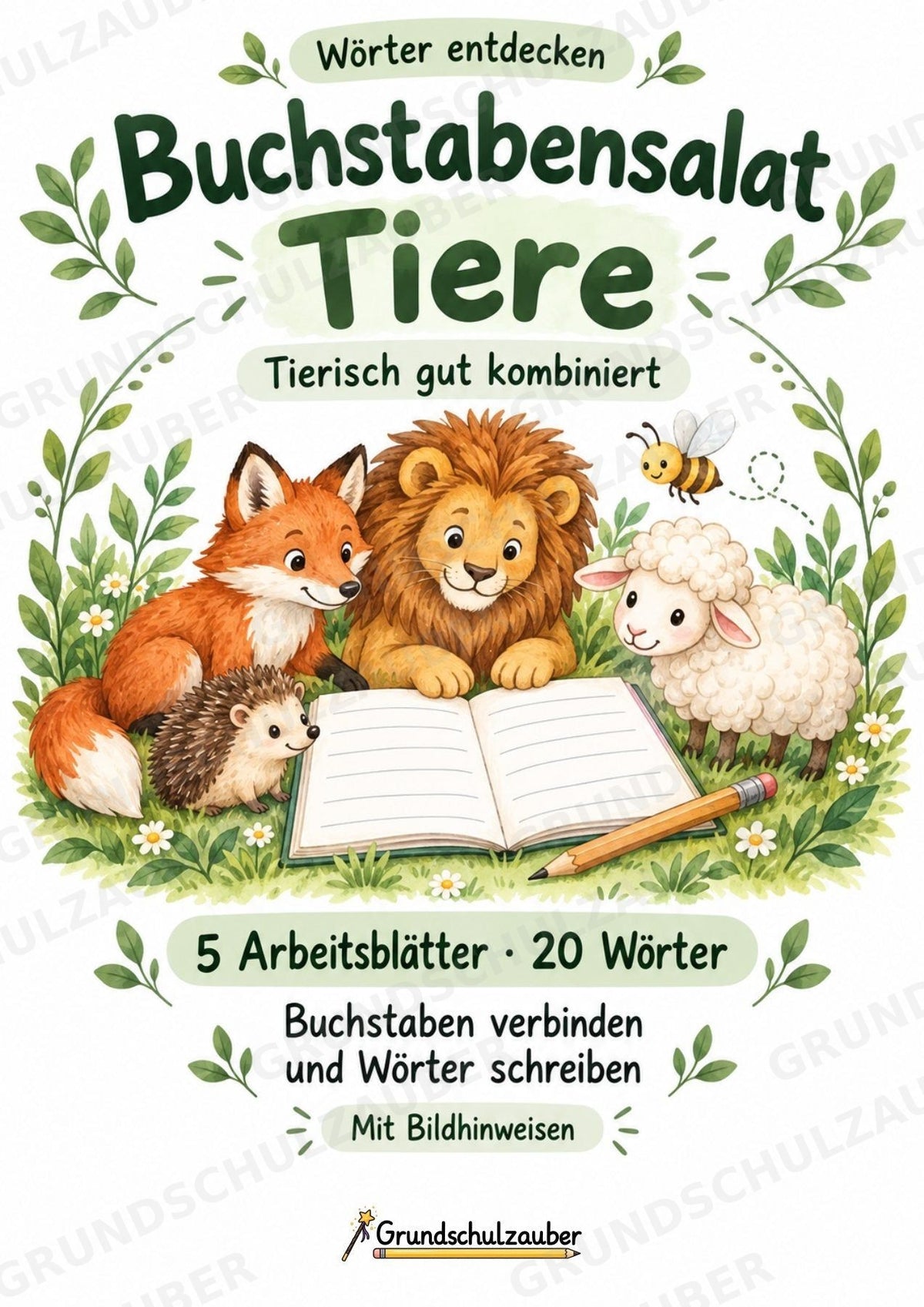 Buchstabensalat Tiere | Wörter bilden & Buchstaben ordnen | 5 Arbeitsblätter Deutsch Grundschul – Cover