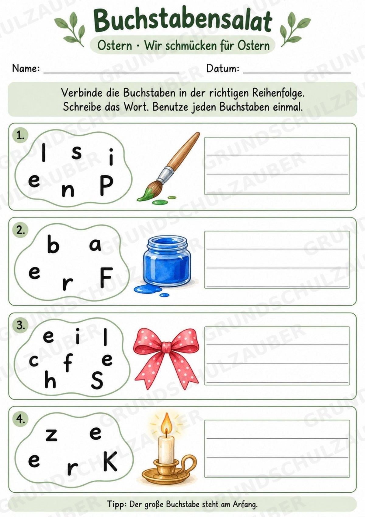 Buchstabensalat Ostern & Frühling | Wörter bilden & Osterwörter schreiben | 5 Arbeitsblätter Deutsch Grundschule – Materialseite 5