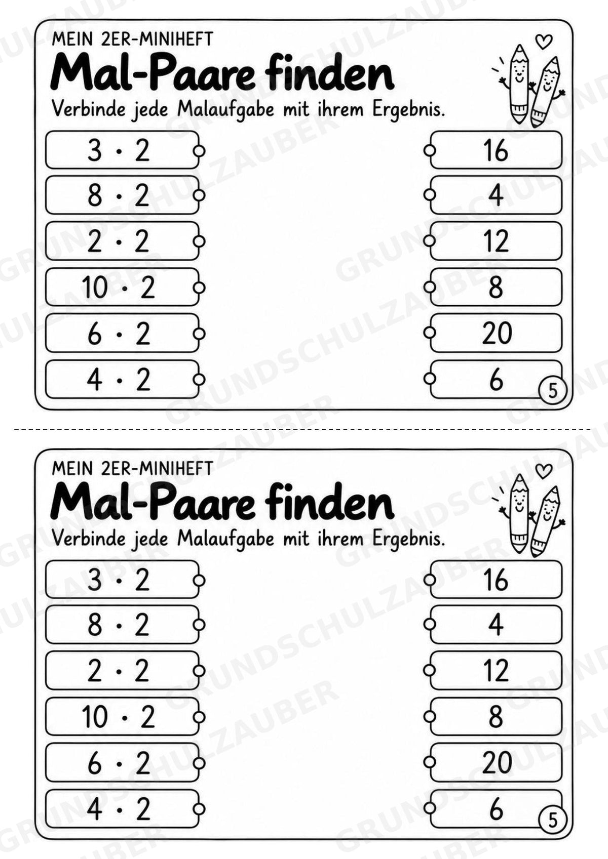 Miniheft 2er-Reihe – Kleines Einmaleins üben | 10 Heftseiten, Klasse 2, Kopiervorlagen für 2 Kinder – Materialseite 7