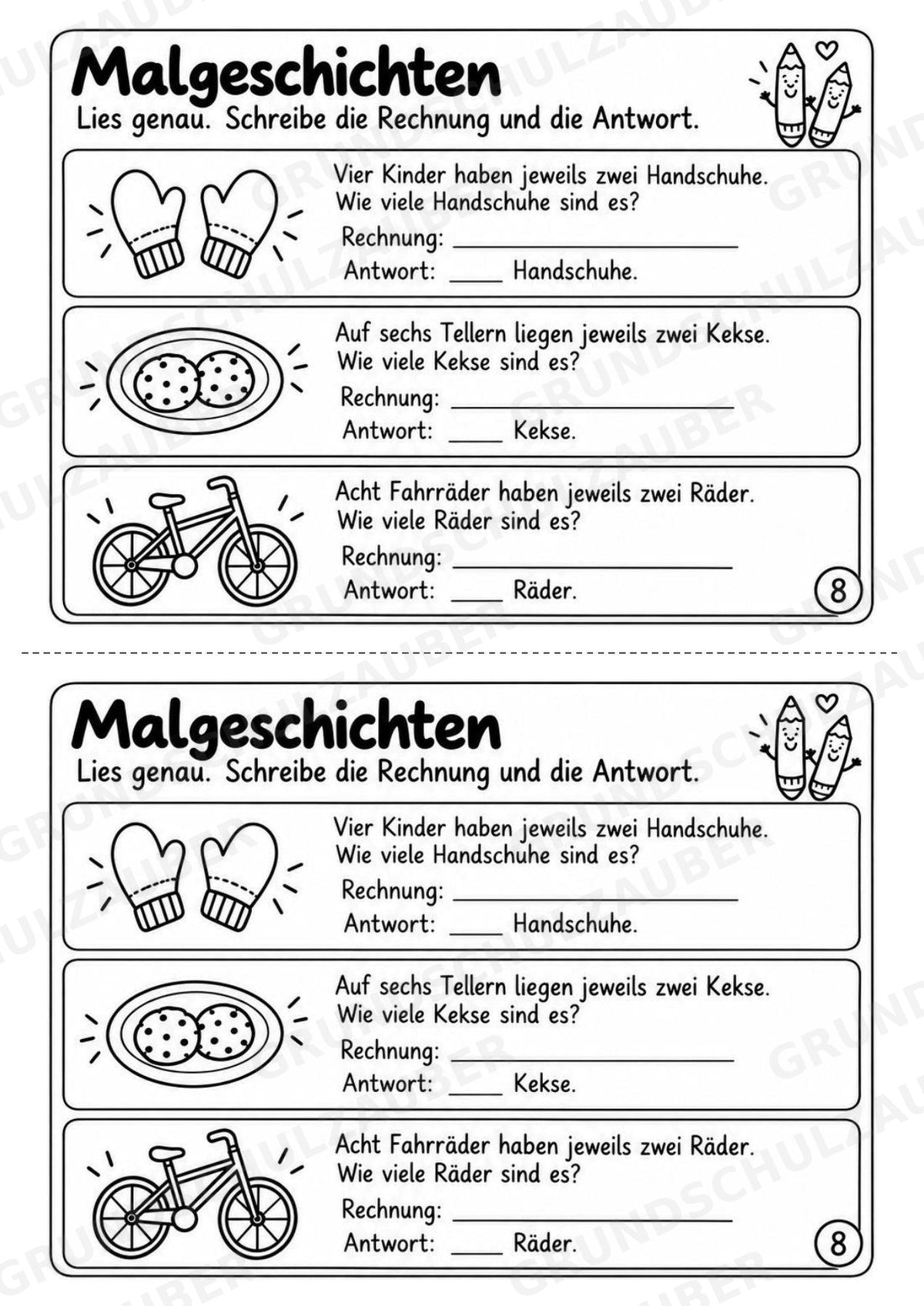 Miniheft 2er-Reihe – Kleines Einmaleins üben | 10 Heftseiten, Klasse 2, Kopiervorlagen für 2 Kinder – Materialseite 10
