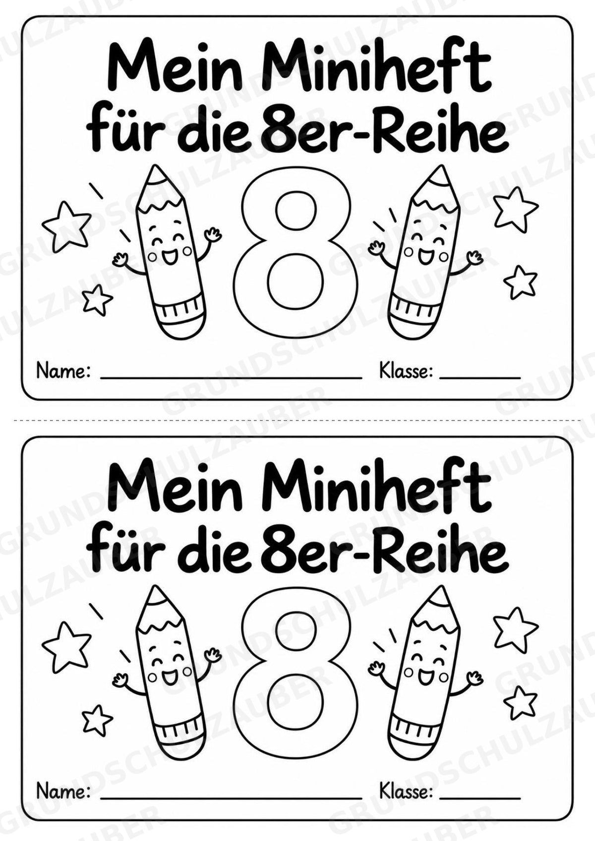 Miniheft 8er-Reihe – Einmaleins üben mit Malaufgaben & Rechengeschichten | Mathe Klasse 2 | 10 Heftseiten – Materialseite 2