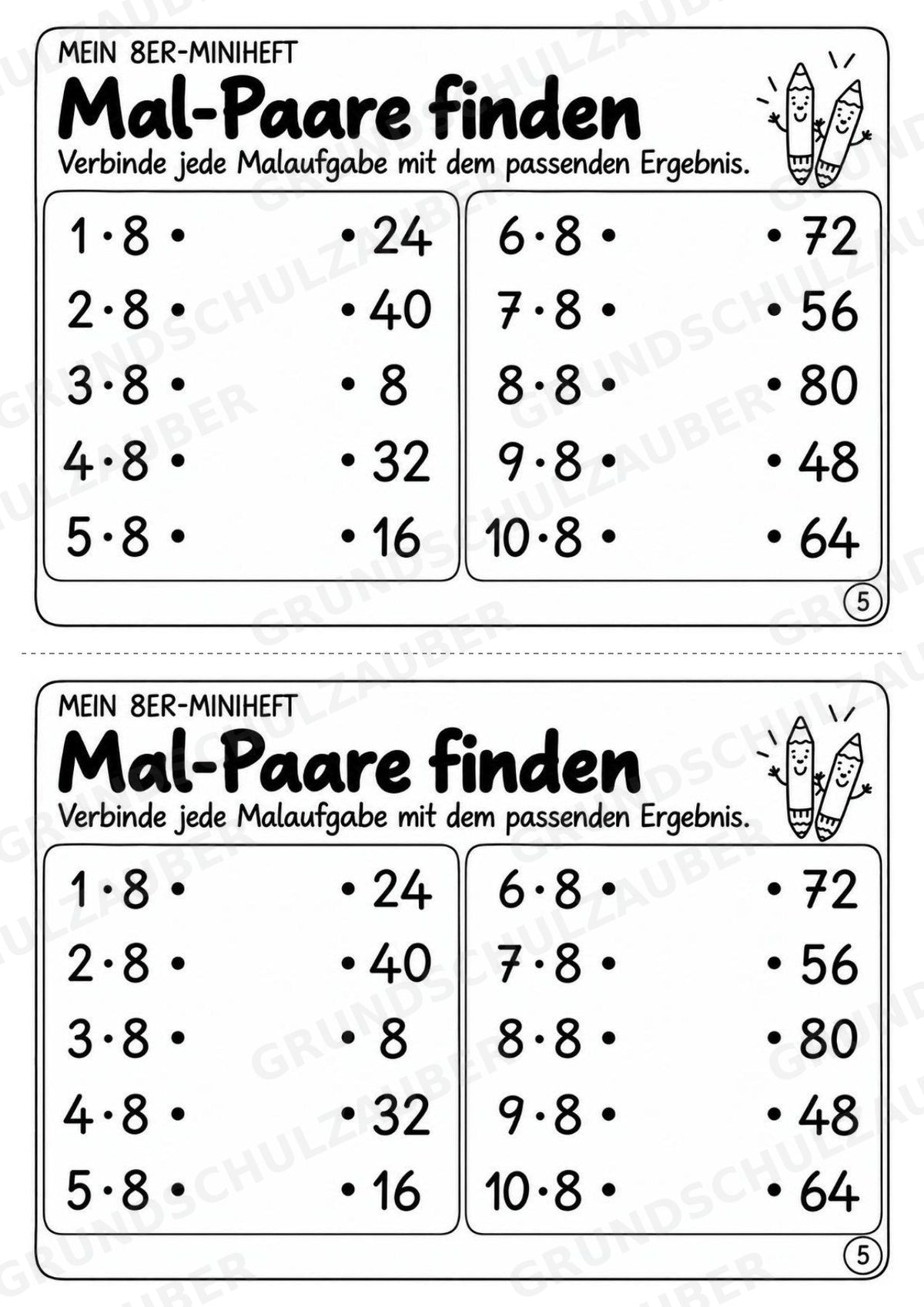 Miniheft 8er-Reihe – Einmaleins üben mit Malaufgaben & Rechengeschichten | Mathe Klasse 2 | 10 Heftseiten – Materialseite 7