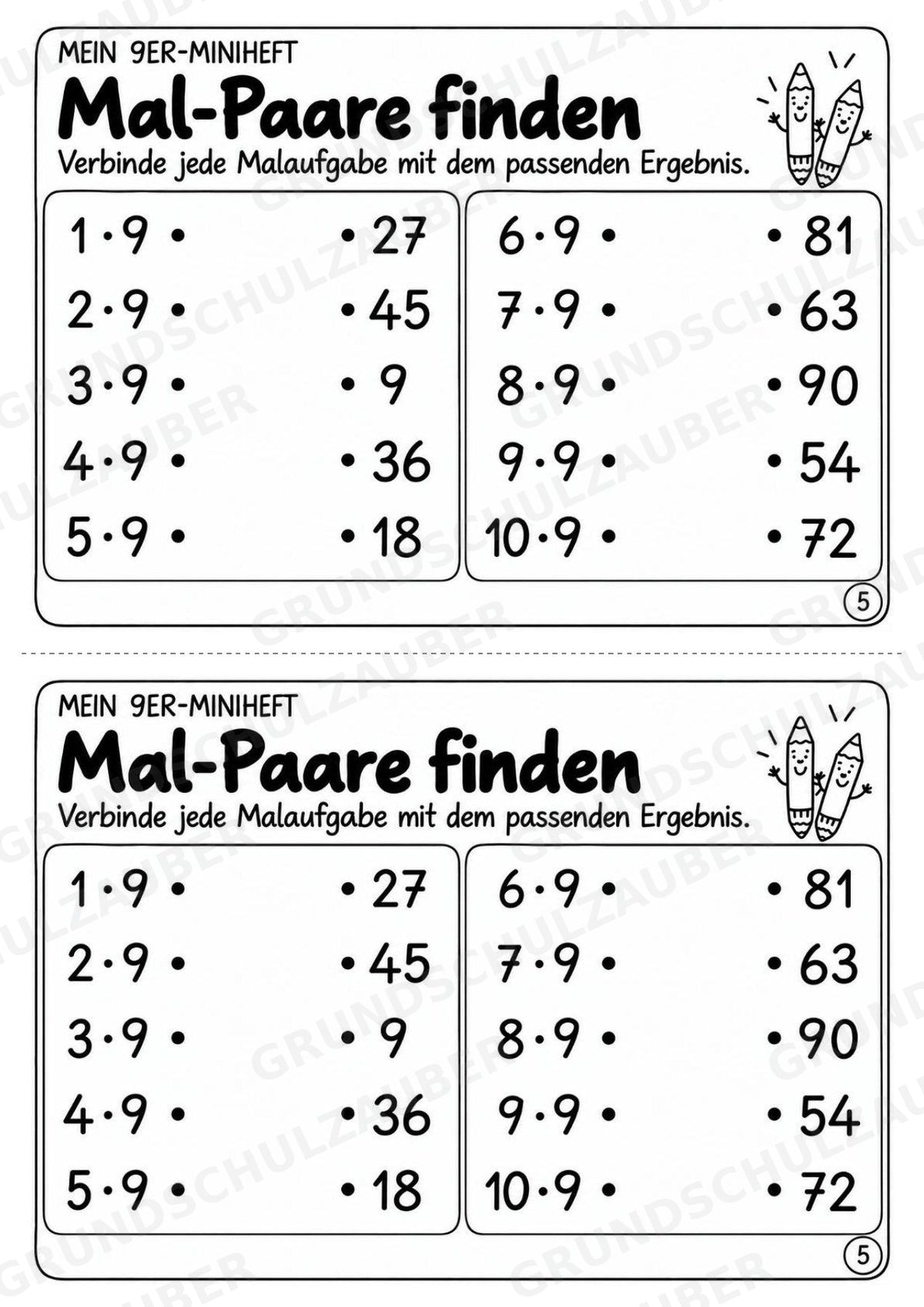 Miniheft 9er-Reihe – Einmaleins üben mit Malaufgaben & Rechengeschichten | Mathe Klasse 2 | 10 Heftseiten – Materialseite 7