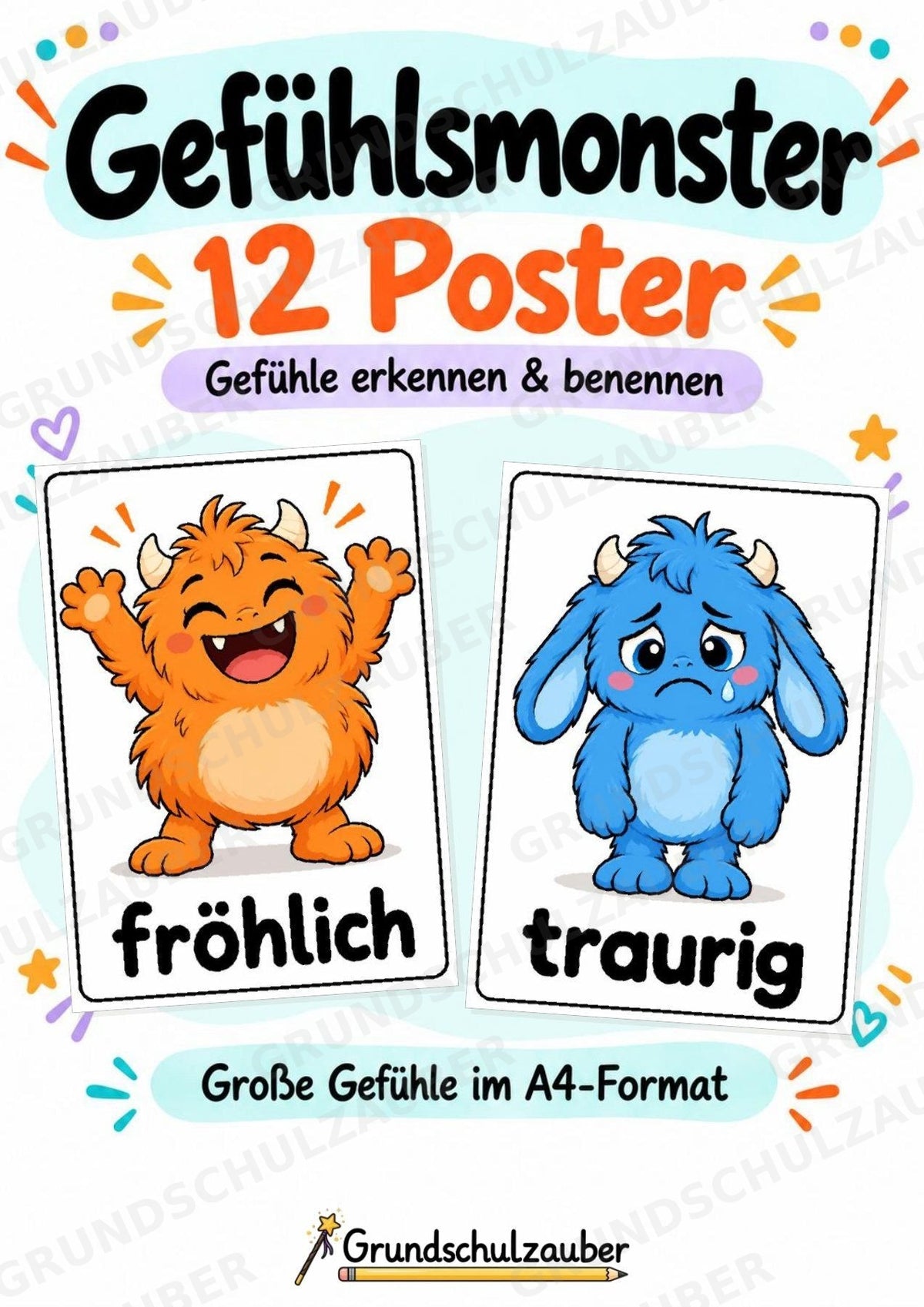 Gefühle & Emotionen – 12 Monsterposter in A4 | Gefühlsmonster für Grundschule, Kita, Morgenkreis & soziales Lernen | Poster – Cover