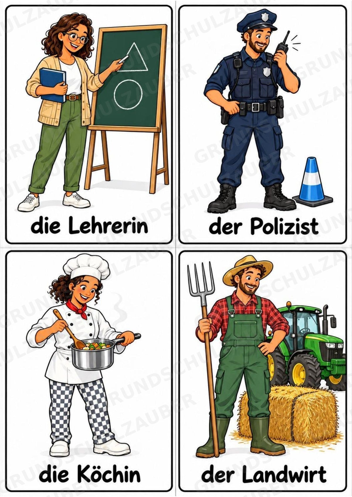 Berufe – 72 Bildkarten im A6-Format | Sachunterricht Grundschule, DaZ, Wortschatz & Sprachförderung – Materialseite 3