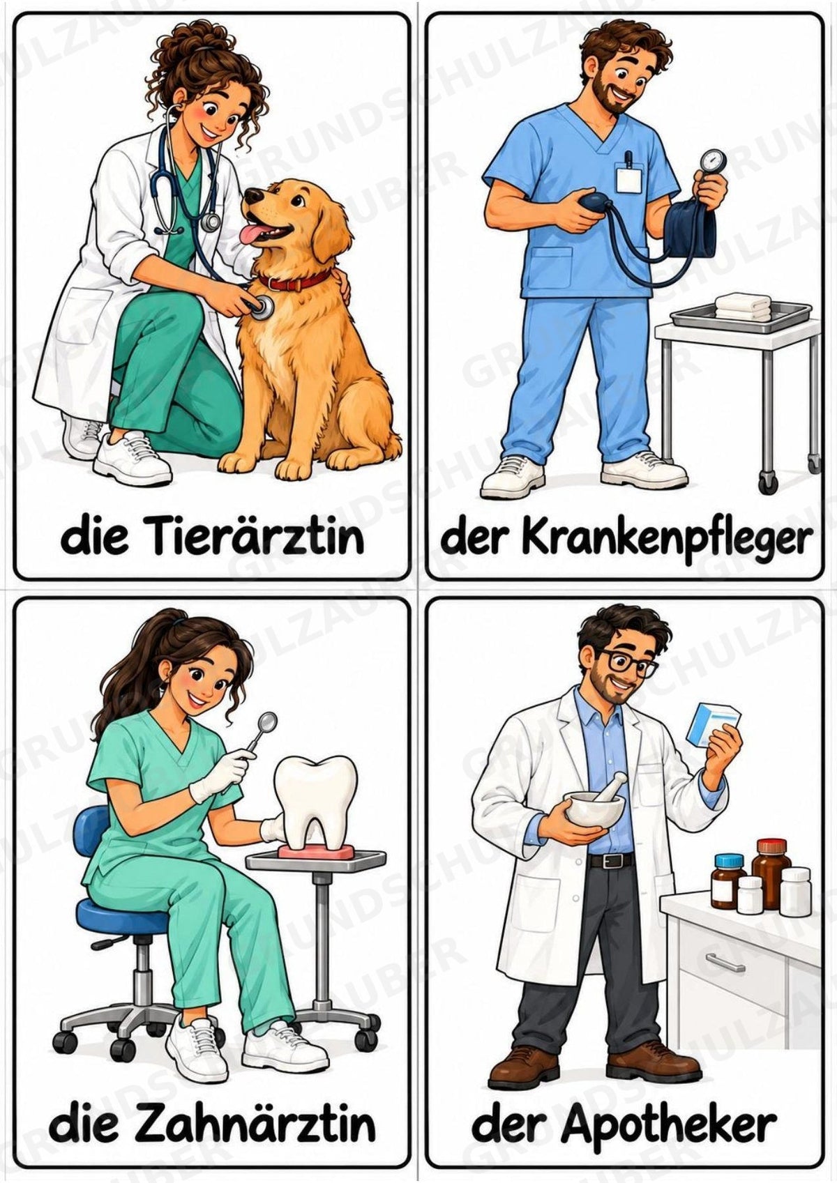 Berufe – 72 Bildkarten im A6-Format | Sachunterricht Grundschule, DaZ, Wortschatz & Sprachförderung – Materialseite 4