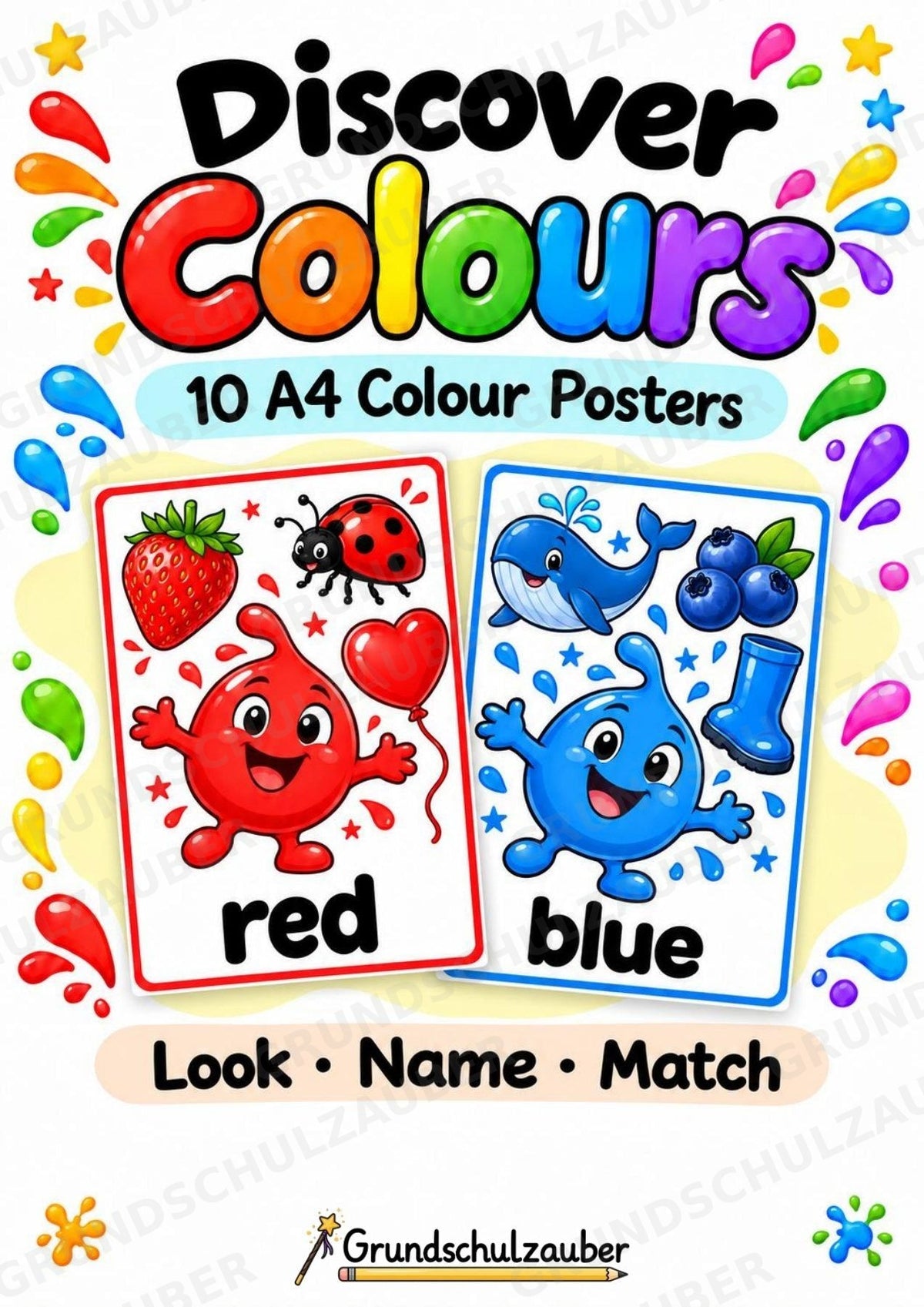 Colours – 10 Farbposter Englisch DIN A4 | Farben lernen, Wortschatz & Englisch Anfangsunterricht | Grundschule – Cover