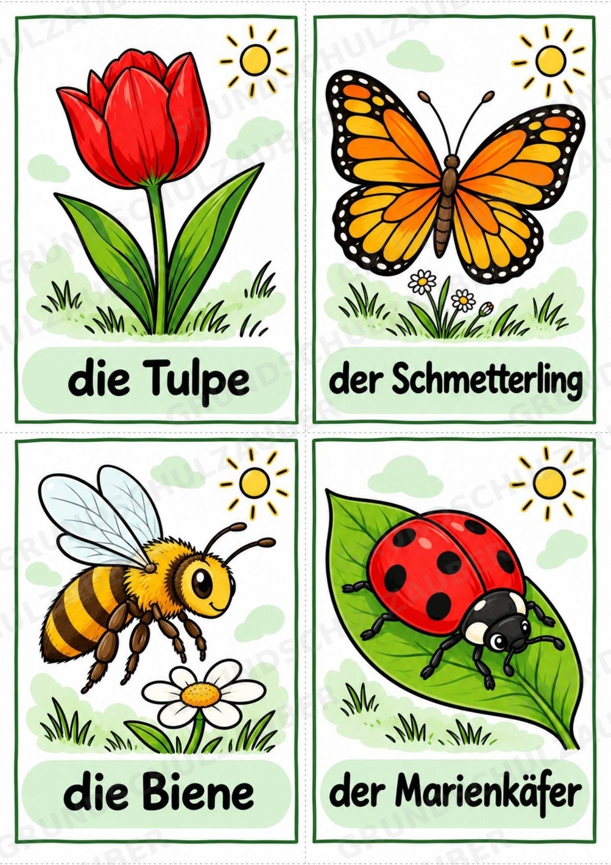 Frühling – 10 Poster & 20 Bildkarten | DIN A4 und A6 | Wortschatz, Sprachförderung, DaZ, Kita & Grundschule – Materialseite 12