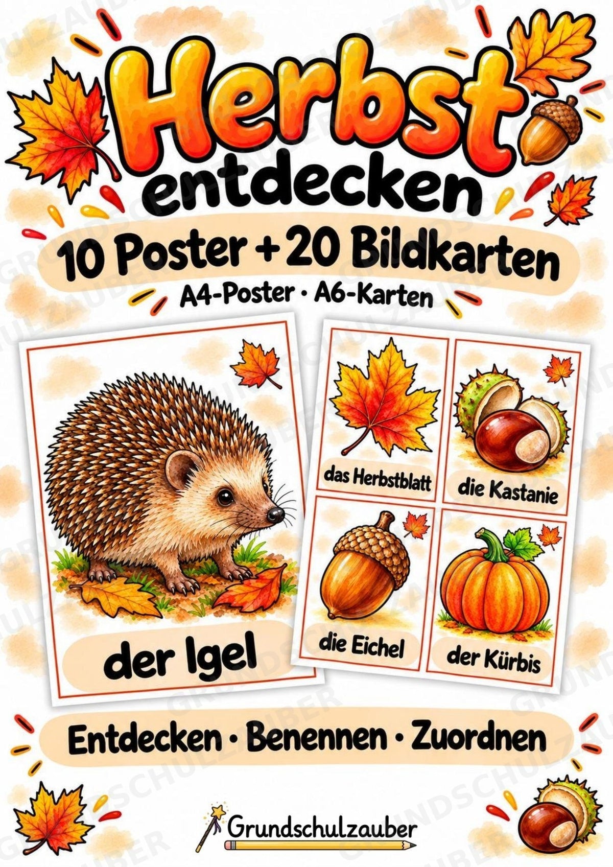 Herbst in der Grundschule | 10 Poster & 20 Bildkarten für Wortschatzarbeit, DaZ und Sprachförderung – Cover