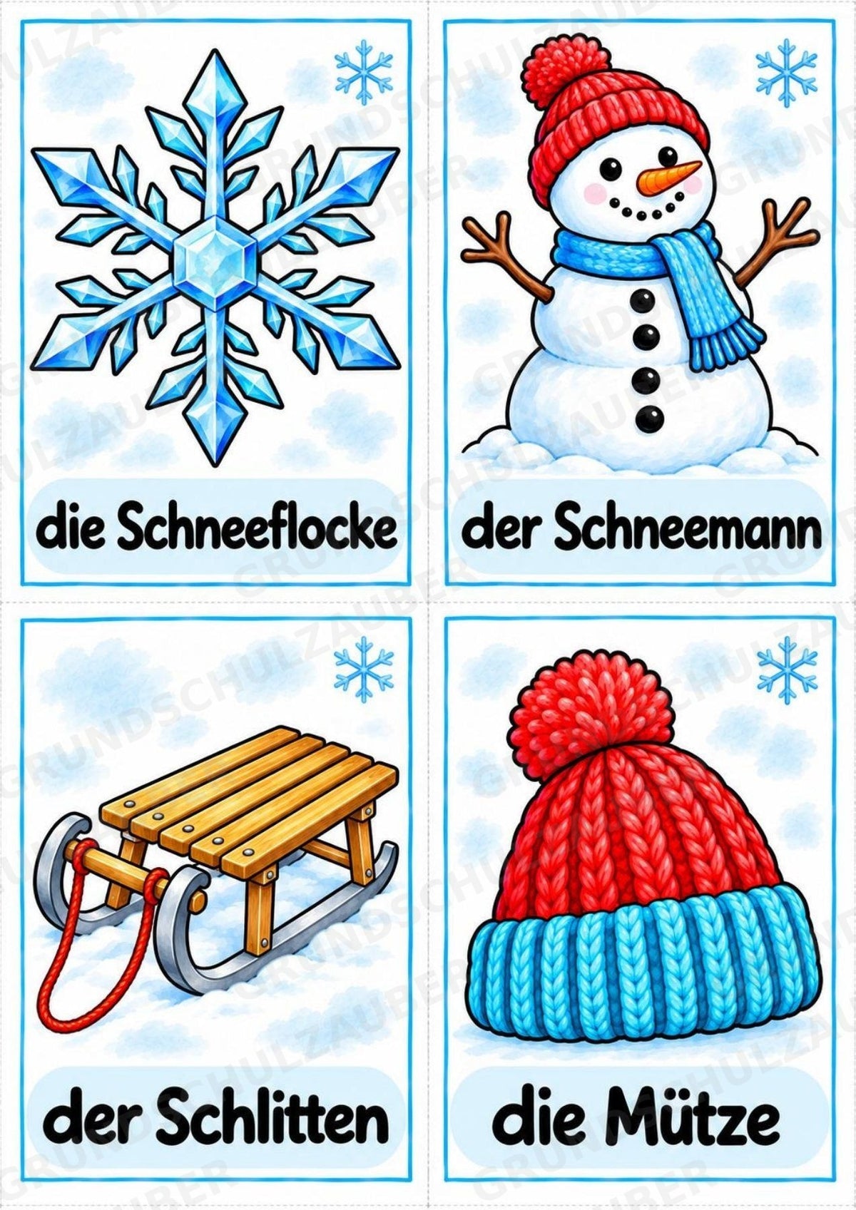 Winter in der Grundschule | 10 Poster & 20 Bildkarten für Wortschatzarbeit, DaZ und Sprachförderung – Materialseite 12