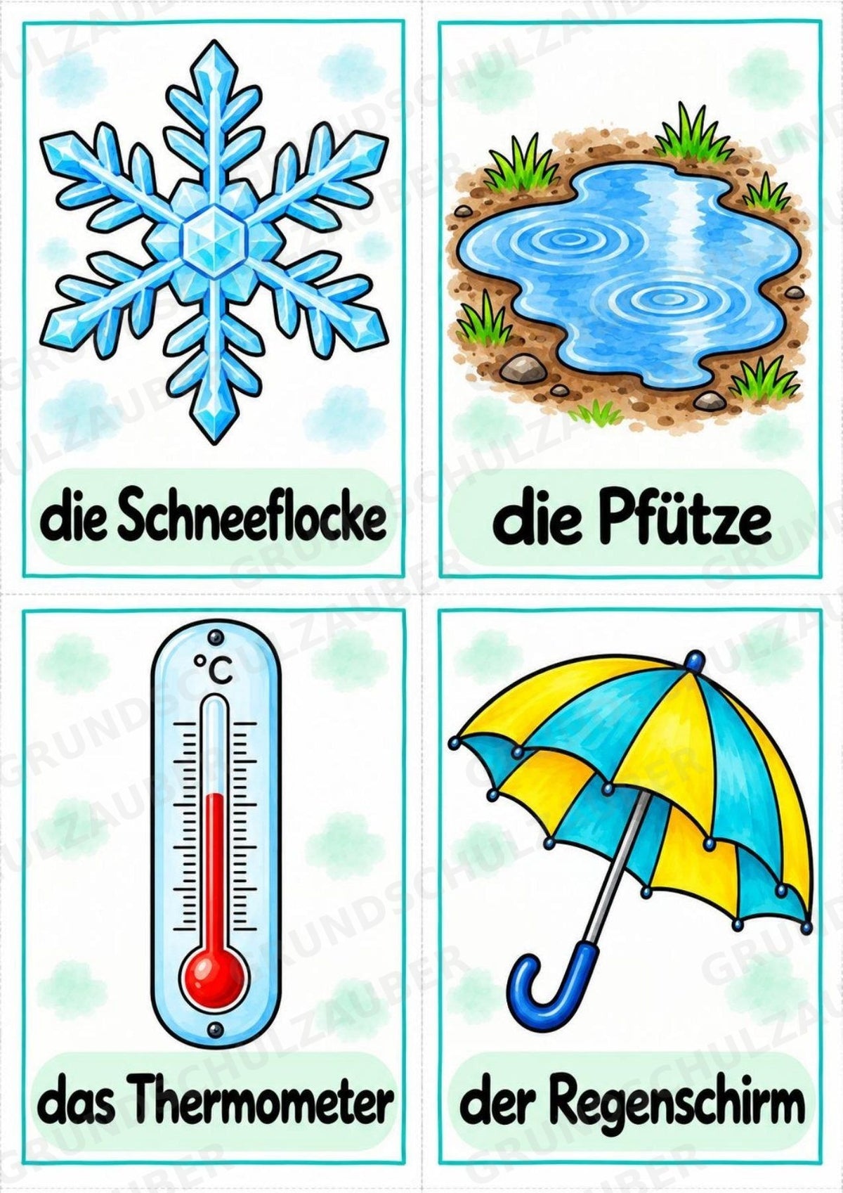 Wetter in der Grundschule | 10 Poster & 20 Bildkarten für Sachunterricht, DaZ und Sprachförderung – Materialseite 15