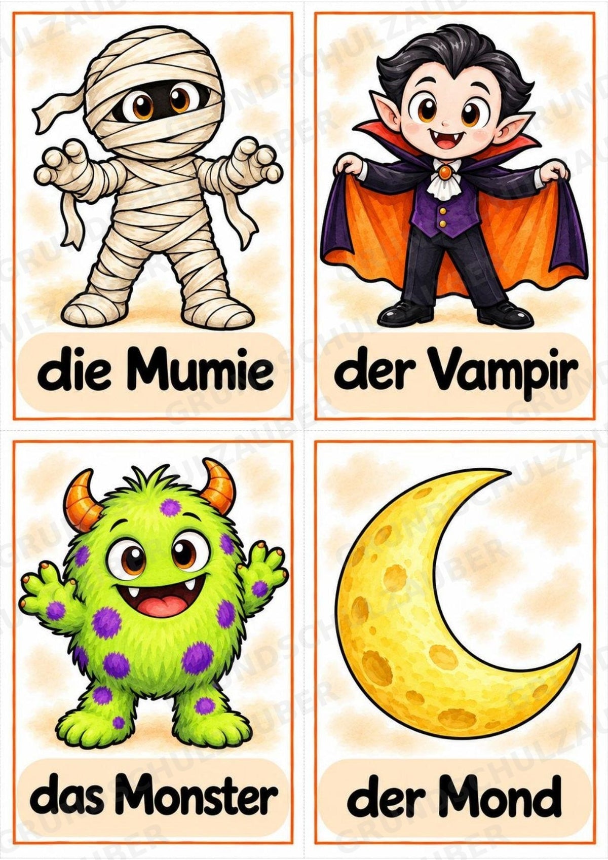 Halloween Bildkarten & Poster für die Grundschule | 10 A4-Poster + 20 A6-Karten für Wortschatz, Sprachförderung & DaZ – Materialseite 15