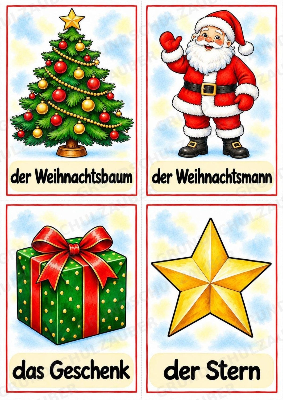 Weihnachten Bildkarten zum Ausdrucken – 10 A4-Poster & 20 A6-Karten | Wortschatz für Grundschule, Vorschule und DaZ – Materialseite 12