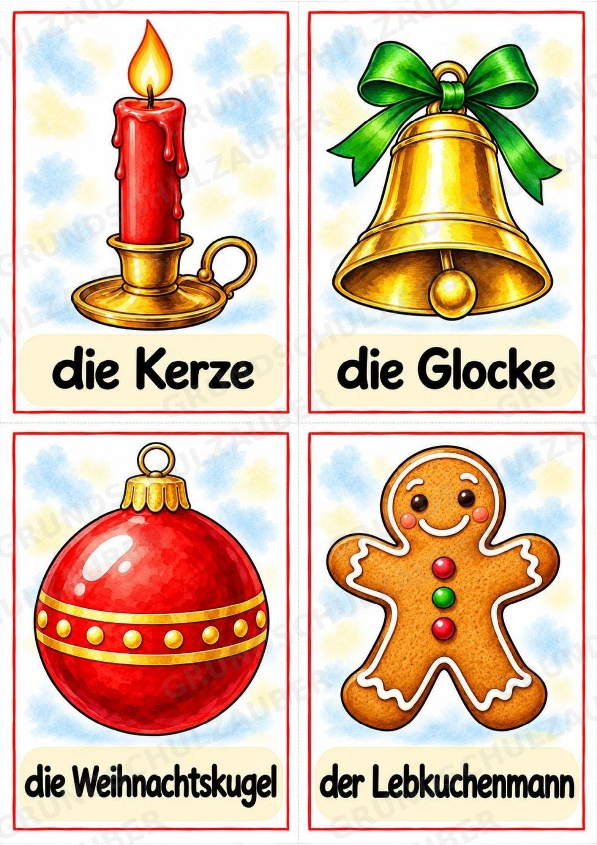 Weihnachten Bildkarten zum Ausdrucken – 10 A4-Poster & 20 A6-Karten | Wortschatz für Grundschule, Vorschule und DaZ – Materialseite 13