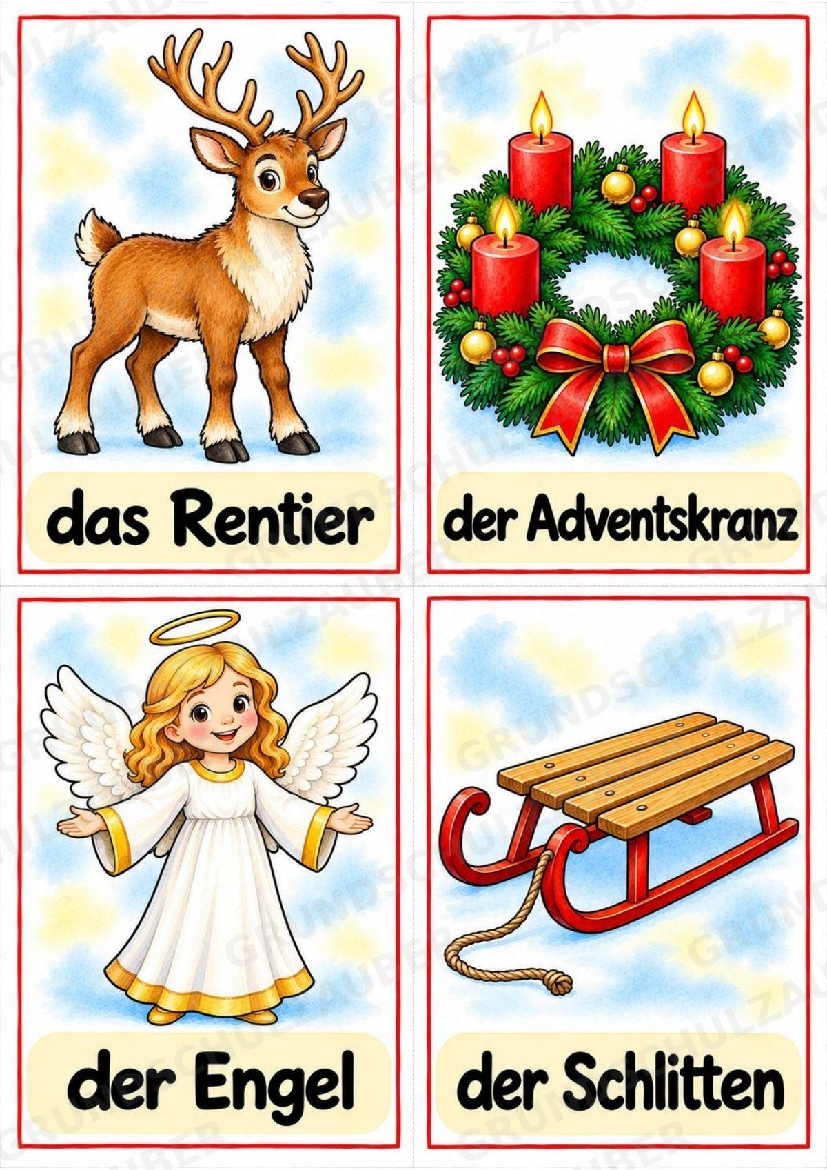Weihnachten Bildkarten zum Ausdrucken – 10 A4-Poster & 20 A6-Karten | Wortschatz für Grundschule, Vorschule und DaZ – Materialseite 14