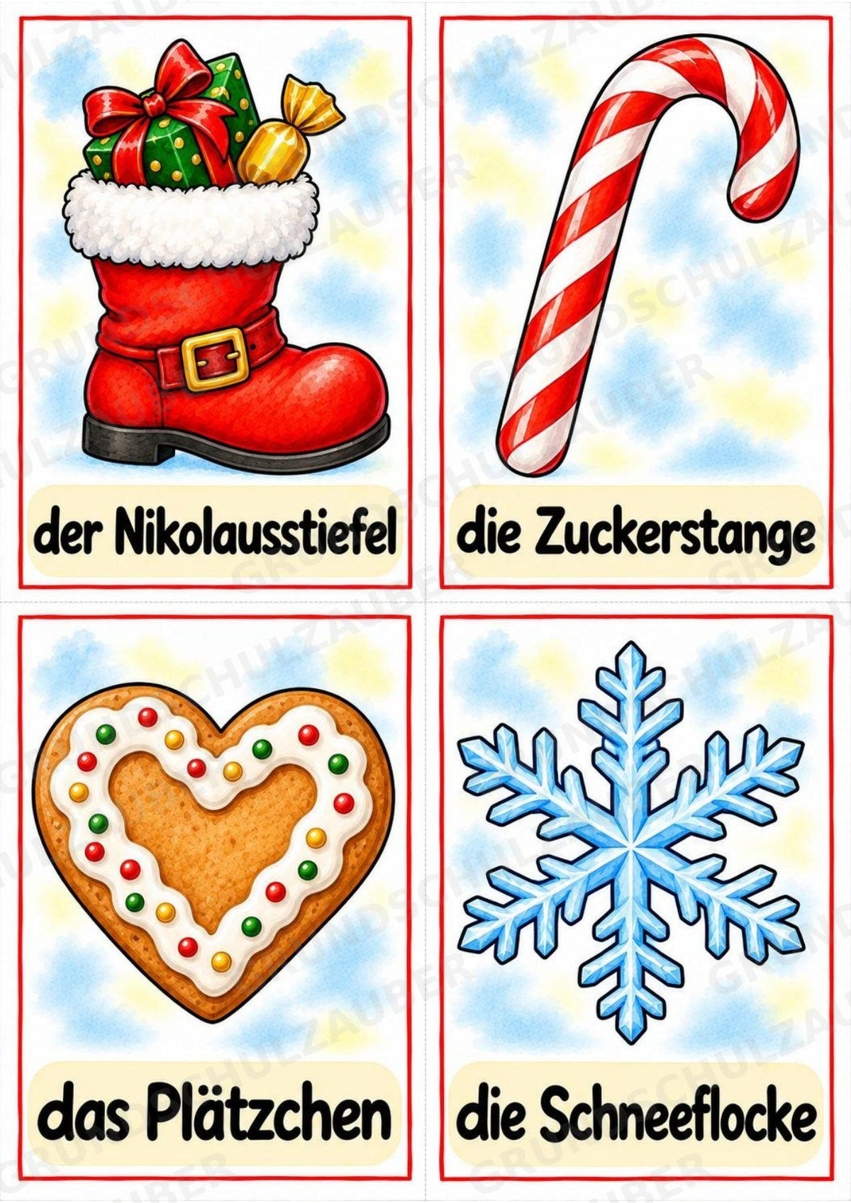 Weihnachten Bildkarten zum Ausdrucken – 10 A4-Poster & 20 A6-Karten | Wortschatz für Grundschule, Vorschule und DaZ – Materialseite 15