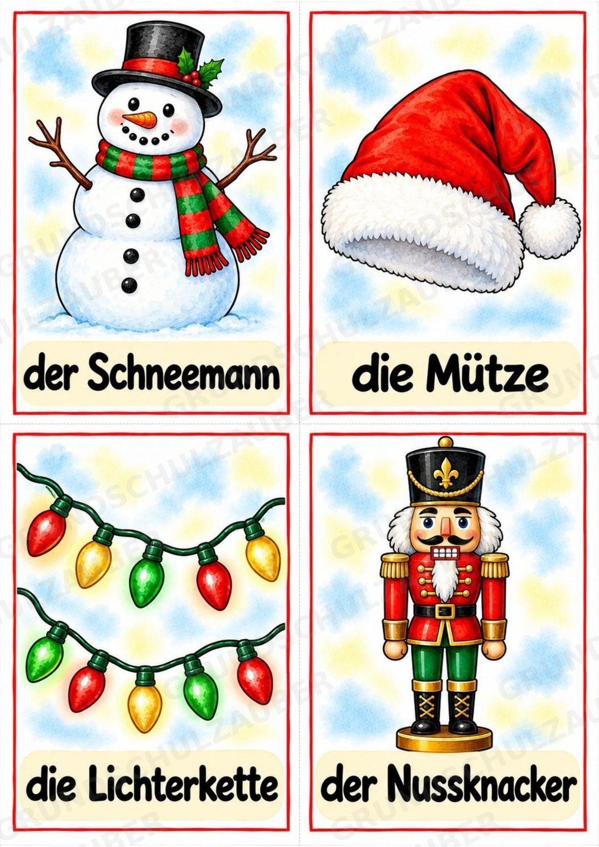 Weihnachten Bildkarten zum Ausdrucken – 10 A4-Poster & 20 A6-Karten | Wortschatz für Grundschule, Vorschule und DaZ – Materialseite 16