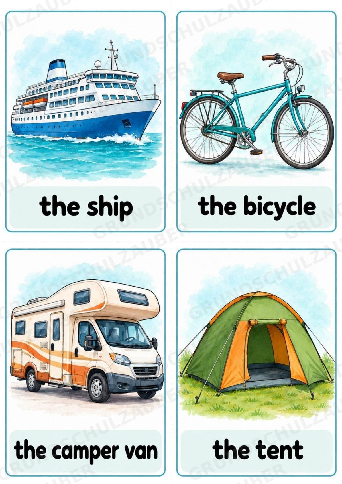 Urlaub & Reisen: 32 Bildkarten Englisch | Holidays & Travel Flashcards für den Englischunterricht – Materialseite 4