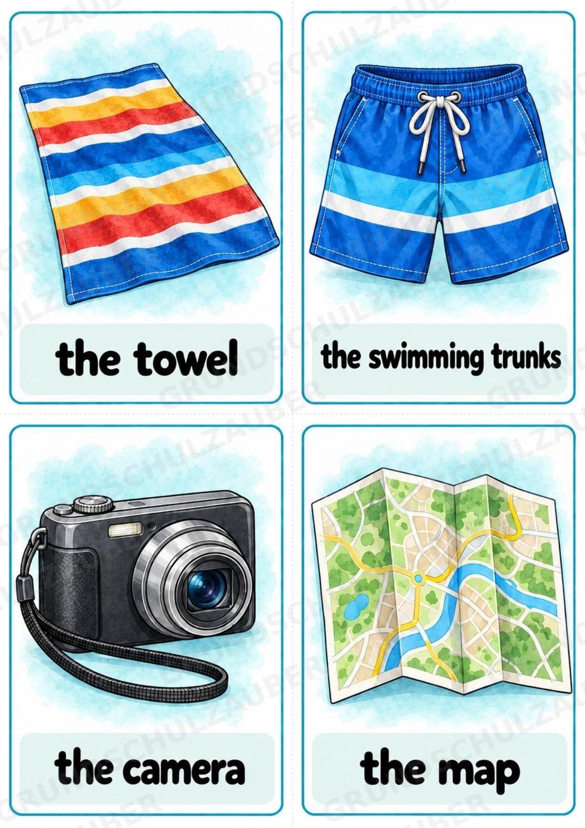 Urlaub & Reisen: 32 Bildkarten Englisch | Holidays & Travel Flashcards für den Englischunterricht – Materialseite 9