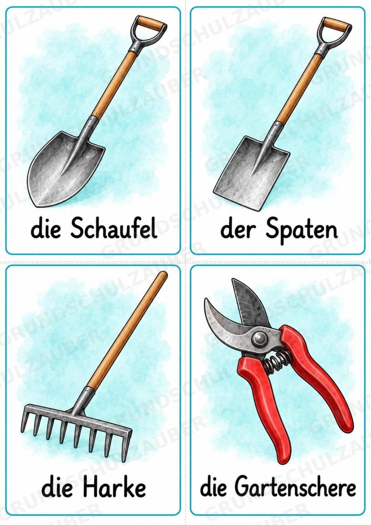 Im Garten: 32 Bildkarten DIN A6 | Wortschatz mit Artikeln für Grundschule, DaZ und Sprachförderung – Materialseite 3