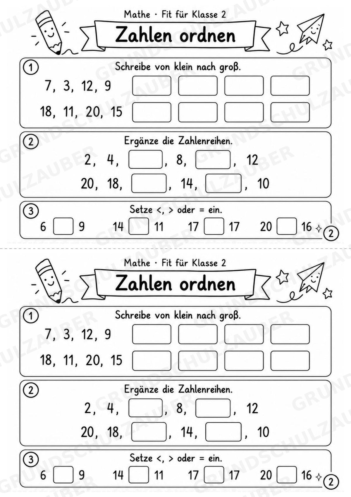 Mathe Miniheft – Fit für Klasse 2 | 20 Arbeitsblätter im Zahlenraum bis 20 – Materialseite 4