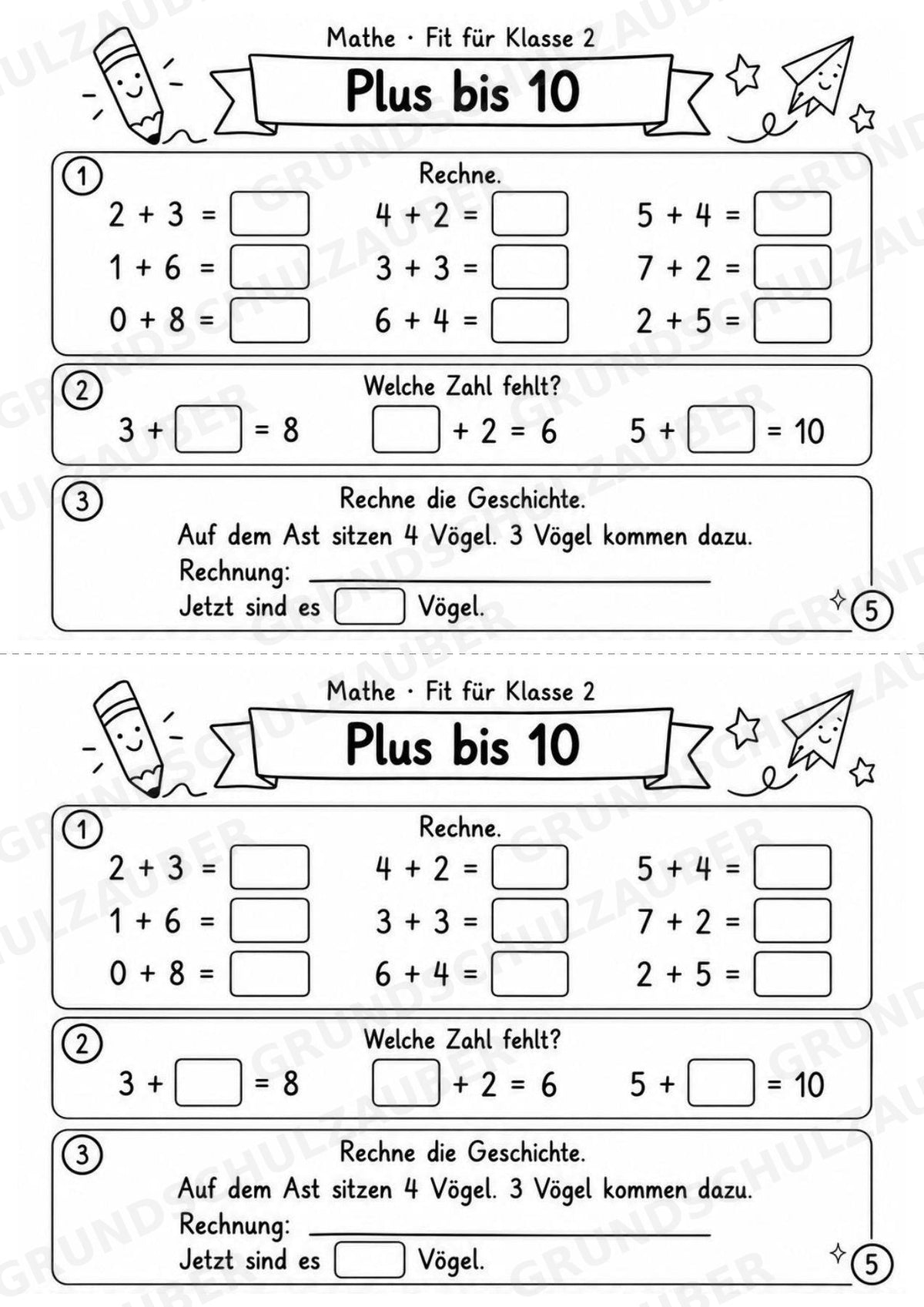 Mathe Miniheft – Fit für Klasse 2 | 20 Arbeitsblätter im Zahlenraum bis 20 – Materialseite 7