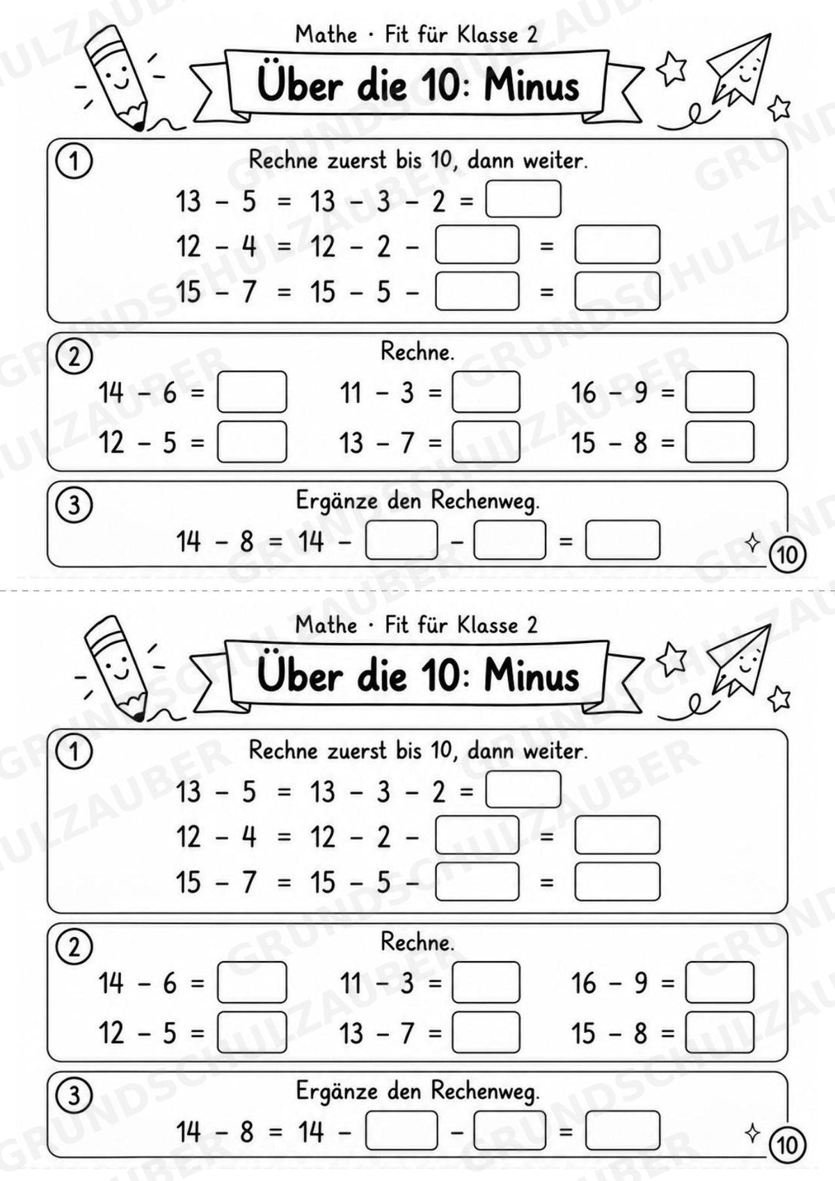 Mathe Miniheft – Fit für Klasse 2 | 20 Arbeitsblätter im Zahlenraum bis 20 – Materialseite 12