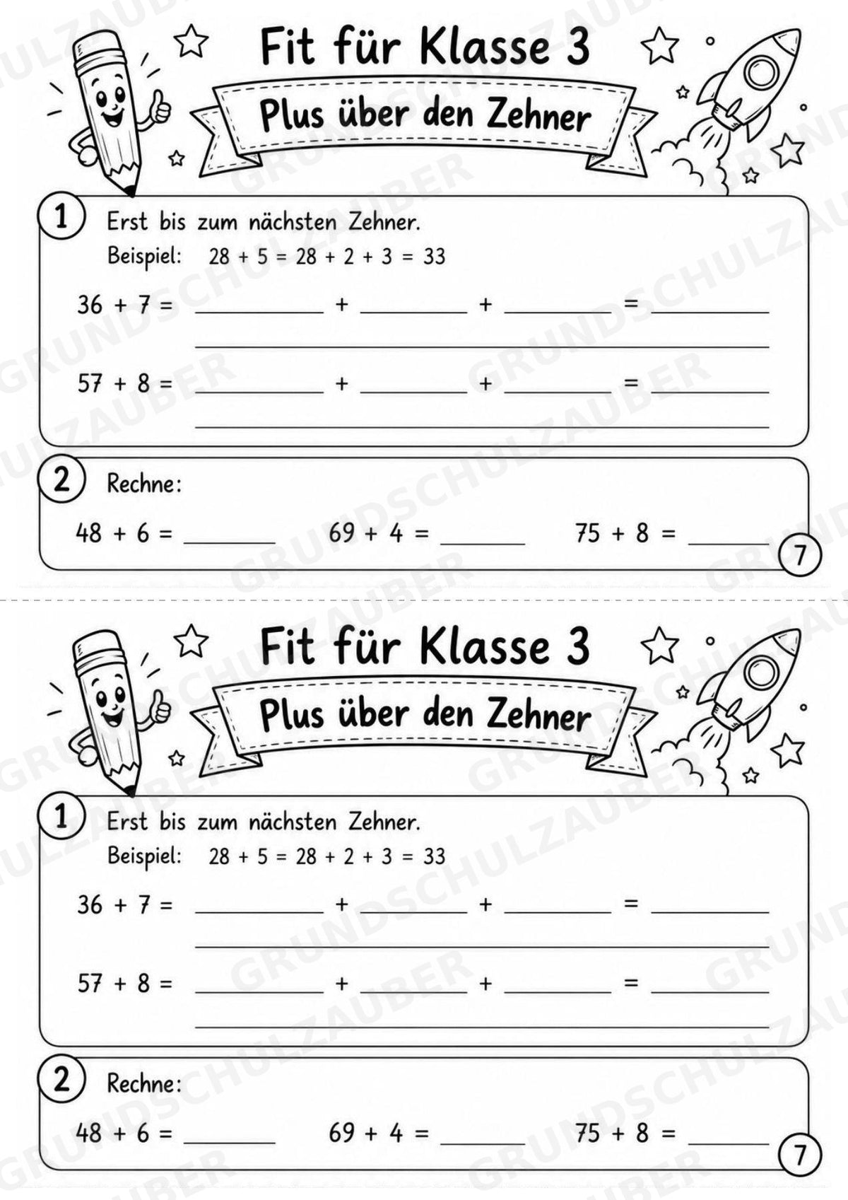Mathe Miniheft – Fit für Klasse 3 | 20 Arbeitsblätter | Zahlenraum bis 100 | Einmaleins und Division – Materialseite 9