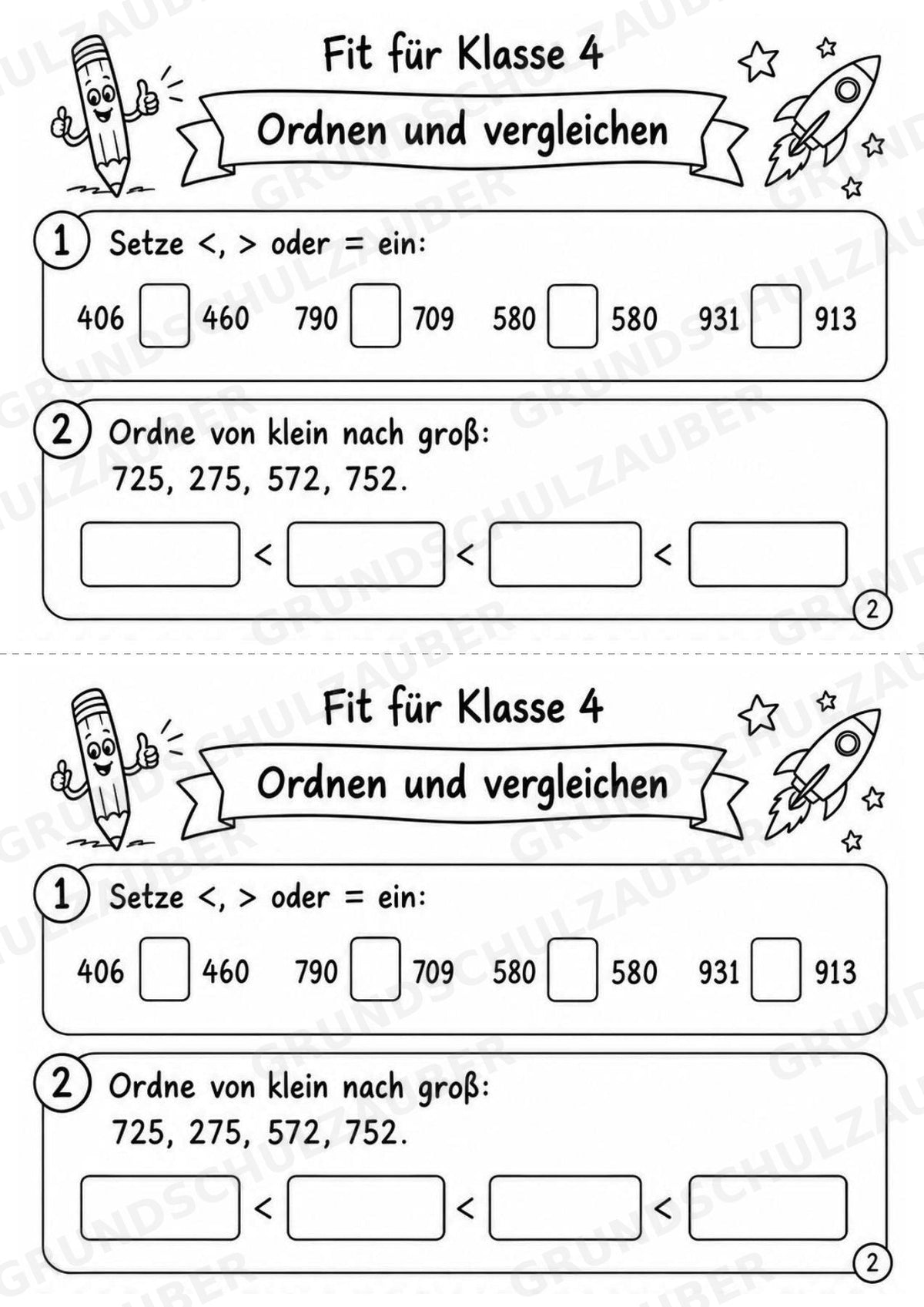 Mathe Miniheft – Fit für Klasse 4 | 20 Arbeitsblätter | Zahlenraum bis 1.000 | Schriftliche Addition und Subtraktion – Materialseite 4