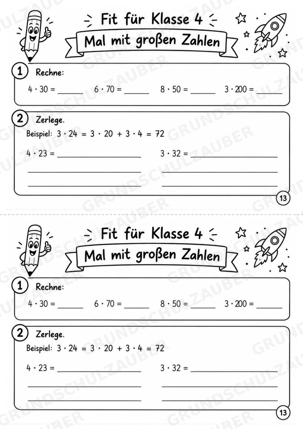 Mathe Miniheft – Fit für Klasse 4 | 20 Arbeitsblätter | Zahlenraum bis 1.000 | Schriftliche Addition und Subtraktion – Materialseite 15