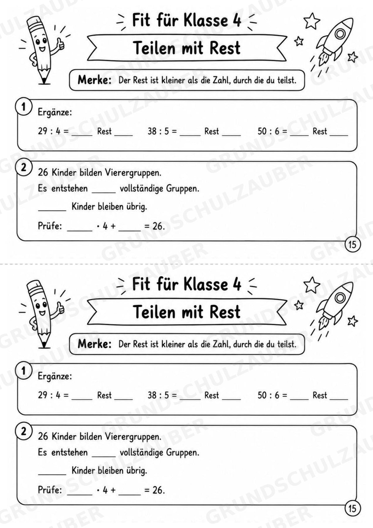 Mathe Miniheft – Fit für Klasse 4 | 20 Arbeitsblätter | Zahlenraum bis 1.000 | Schriftliche Addition und Subtraktion – Materialseite 17
