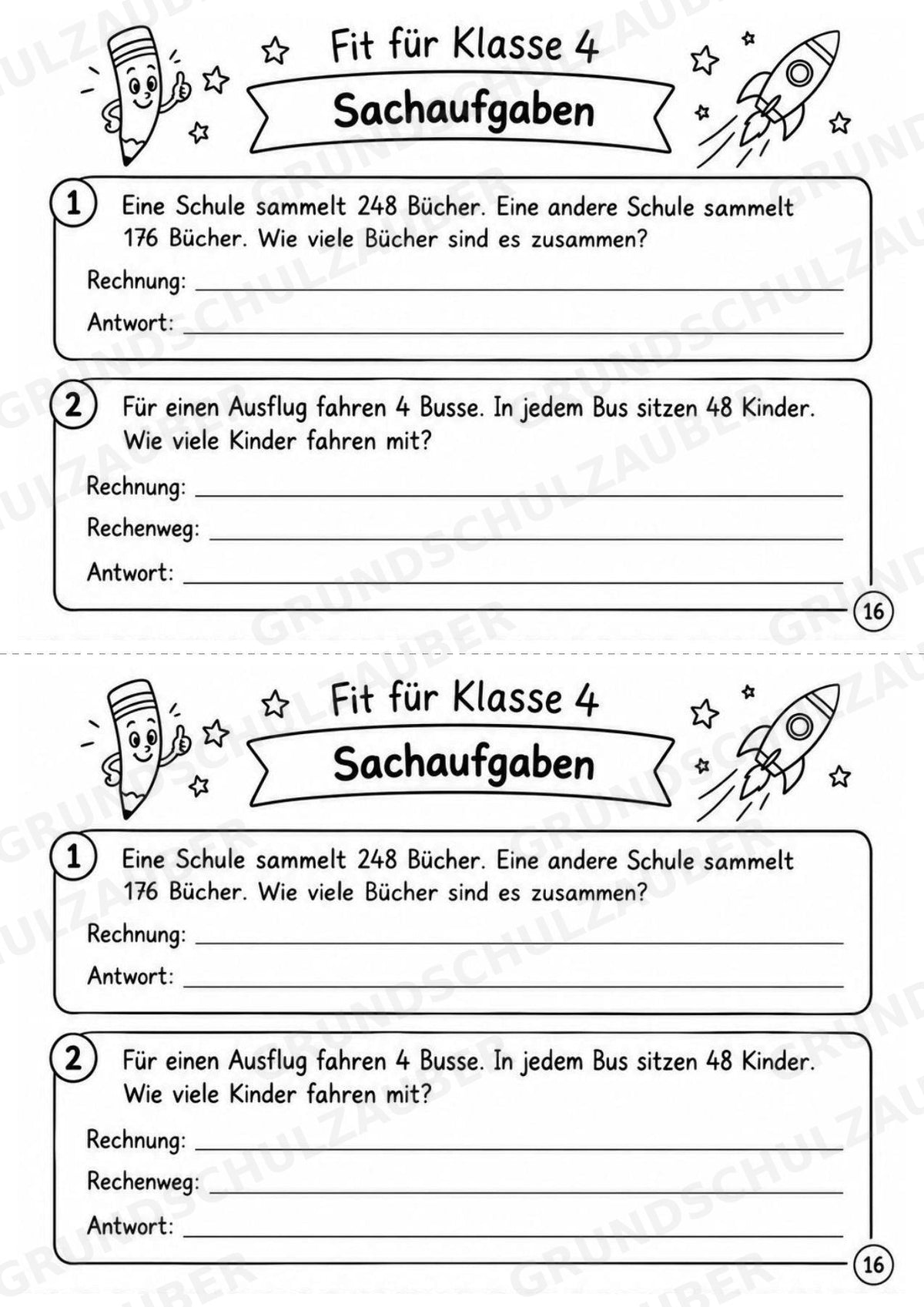 Mathe Miniheft – Fit für Klasse 4 | 20 Arbeitsblätter | Zahlenraum bis 1.000 | Schriftliche Addition und Subtraktion – Materialseite 18