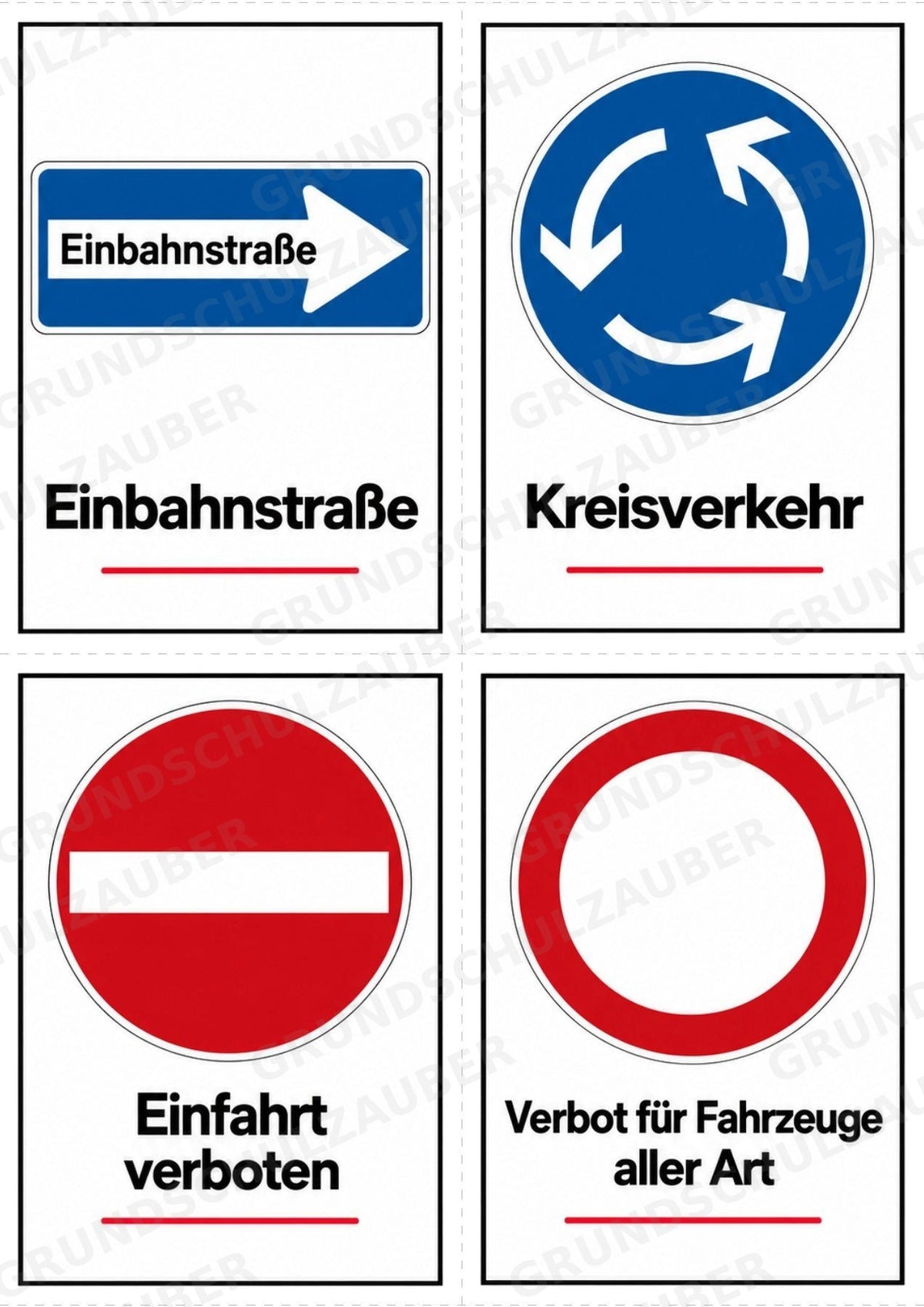 Verkehrszeichen Grundschule: 32 Bildkarten DIN A6 | Verkehrserziehung, Schulweg und Radfahrprüfung – Materialseite 3