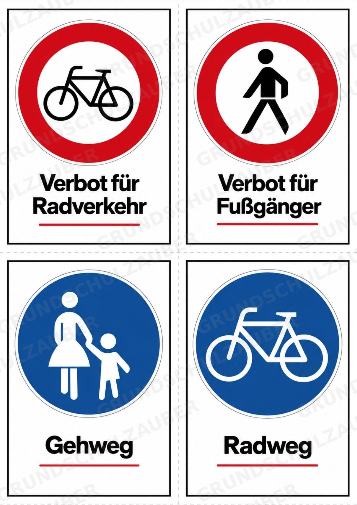 Verkehrszeichen Grundschule: 32 Bildkarten DIN A6 | Verkehrserziehung, Schulweg und Radfahrprüfung – Materialseite 4