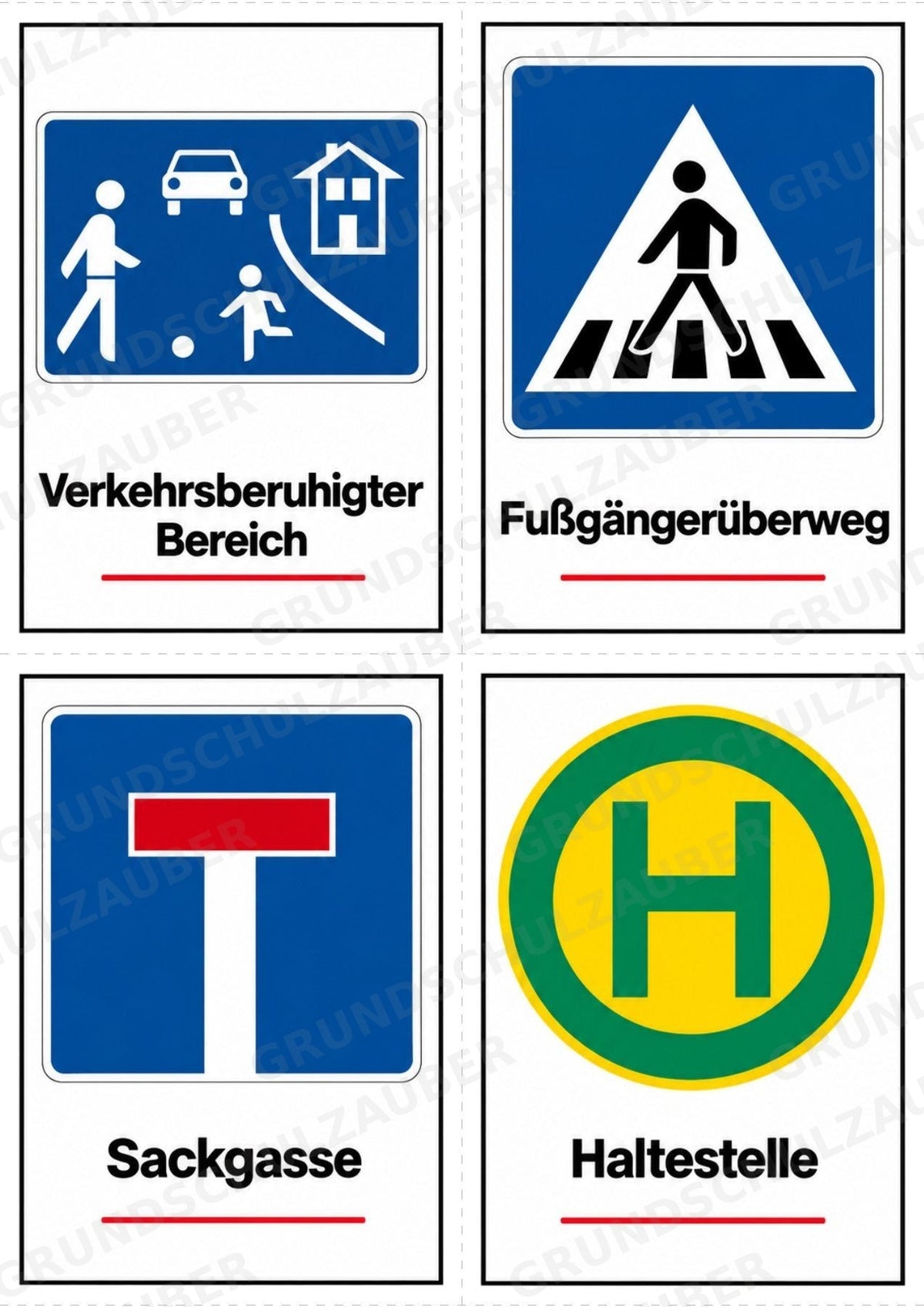 Verkehrszeichen Grundschule: 32 Bildkarten DIN A6 | Verkehrserziehung, Schulweg und Radfahrprüfung – Materialseite 6