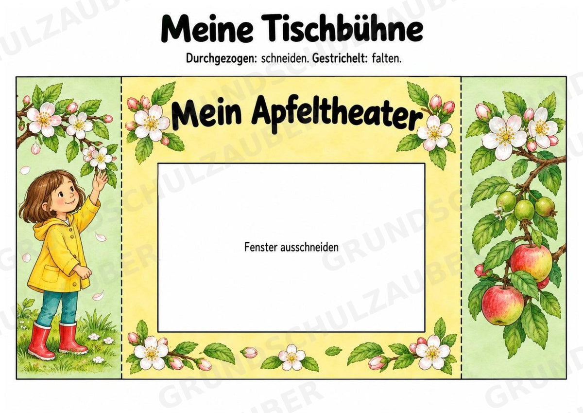 Apfeltheater basteln: Mini-Kamishibai Apfel für Klasse 1/2 | Kamishibai – Materialseite 4