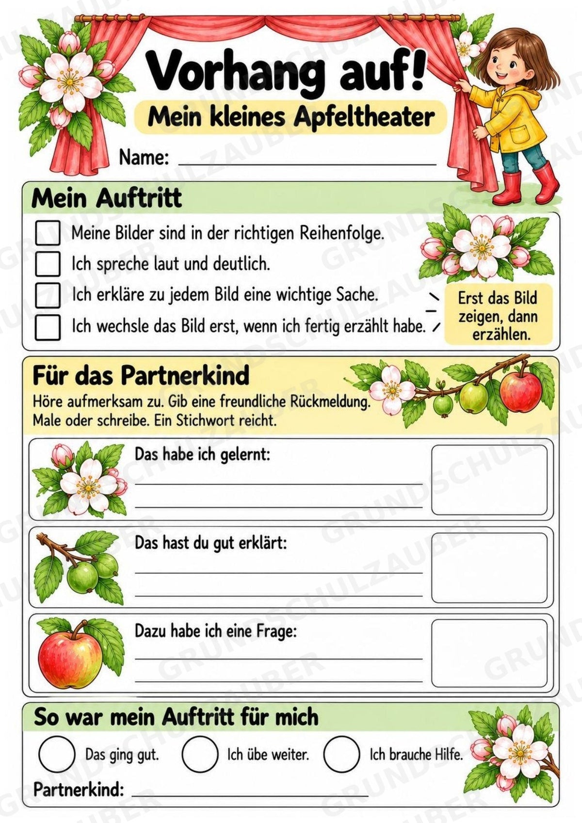 Apfeltheater basteln: Mini-Kamishibai Apfel für Klasse 1/2 | Kamishibai – Materialseite 14