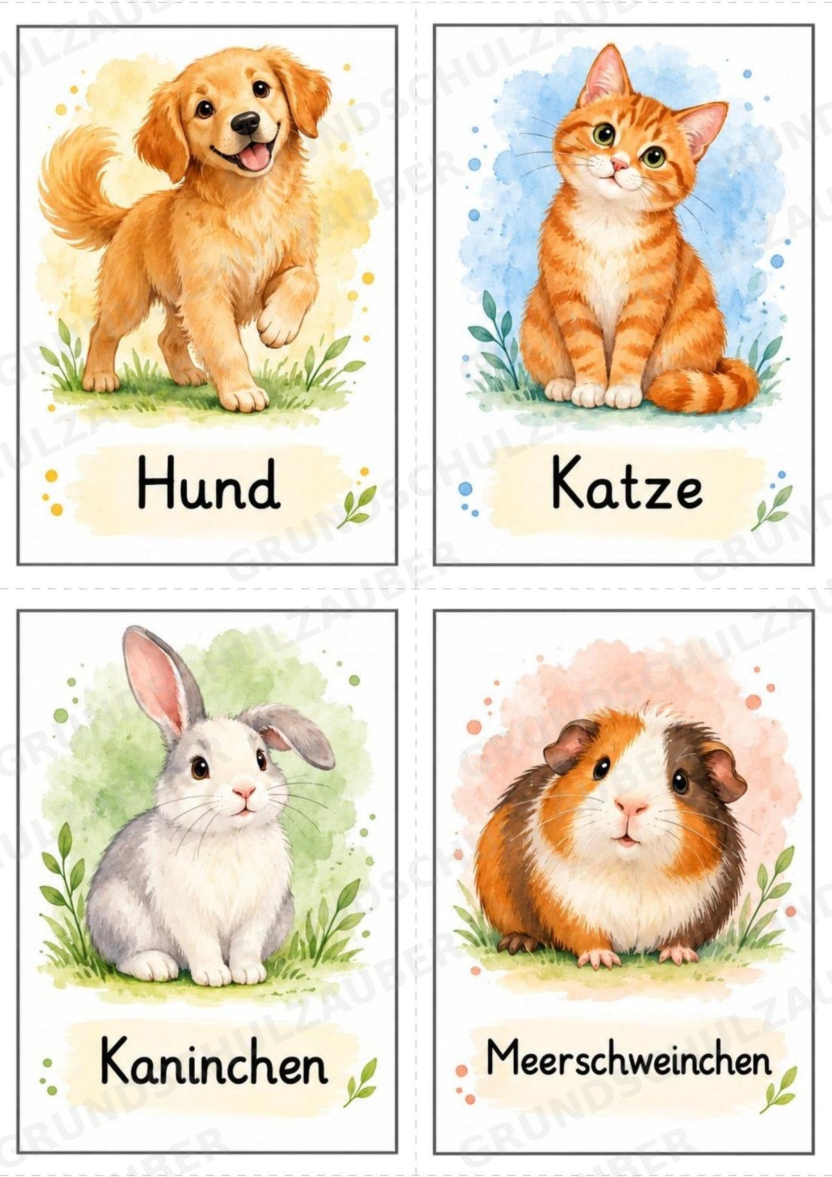Tiere Bildkarten: 68 Karten DIN A6 | Grundschrift, Wortschatz & Sachunterricht in der Grundschule – Materialseite 2