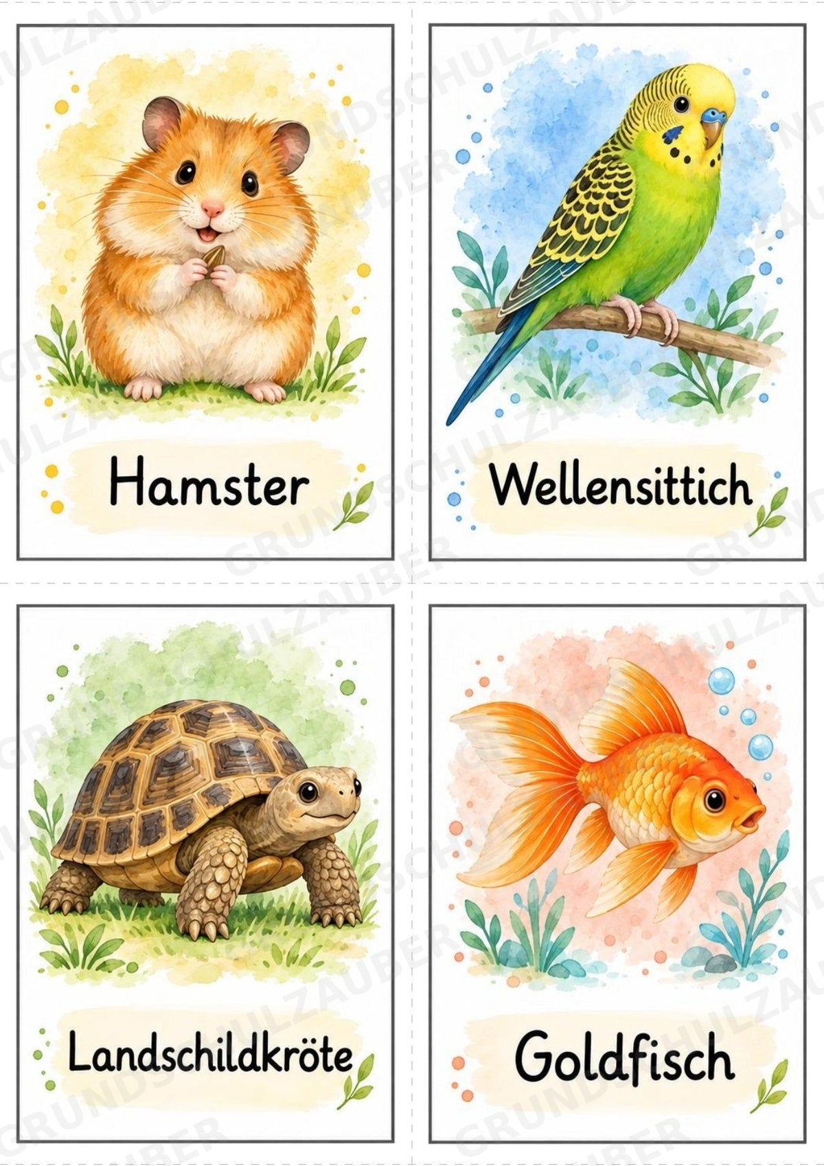 Tiere Bildkarten: 68 Karten DIN A6 | Grundschrift, Wortschatz & Sachunterricht in der Grundschule – Materialseite 3