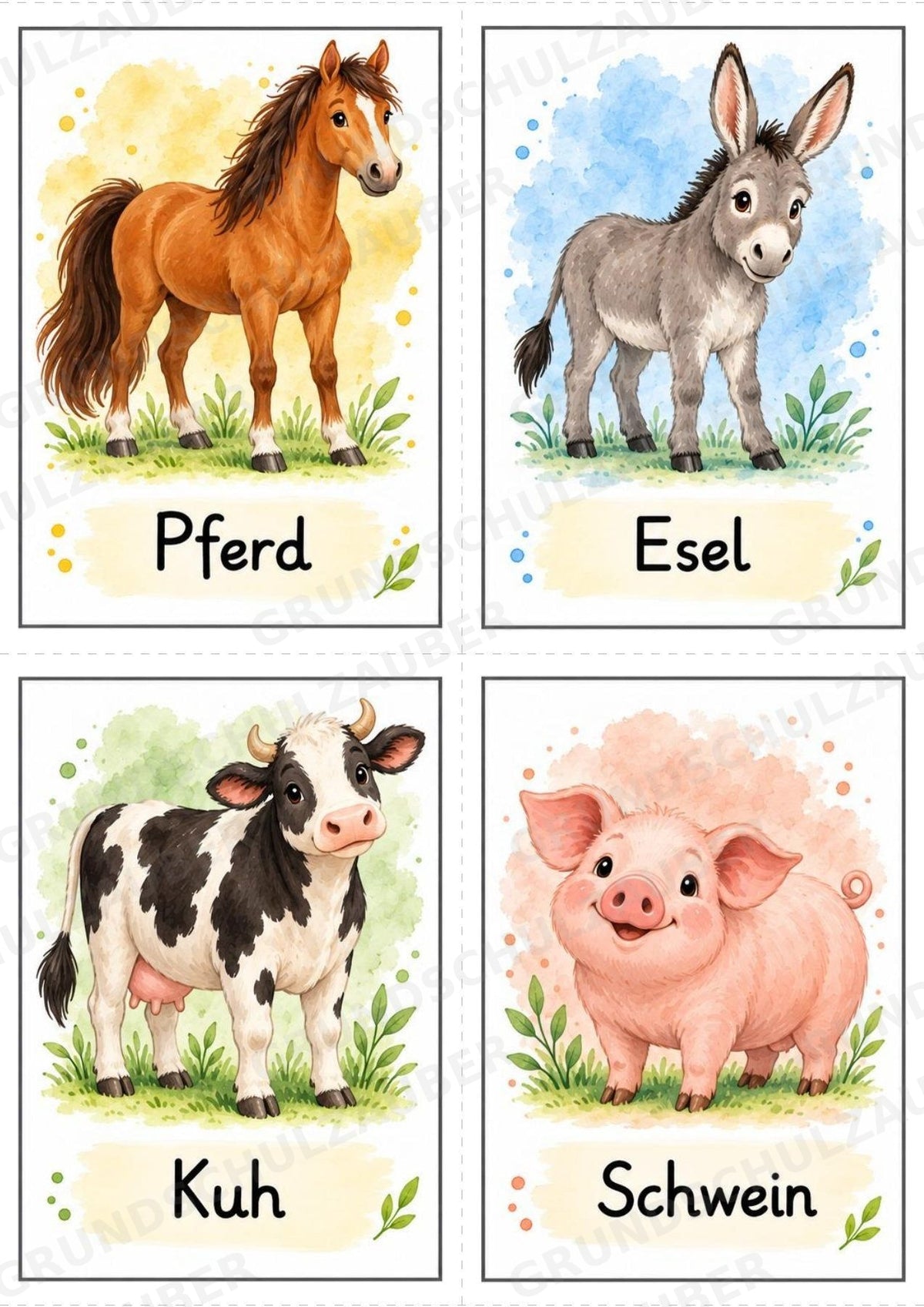 Tiere Bildkarten: 68 Karten DIN A6 | Grundschrift, Wortschatz & Sachunterricht in der Grundschule – Materialseite 4