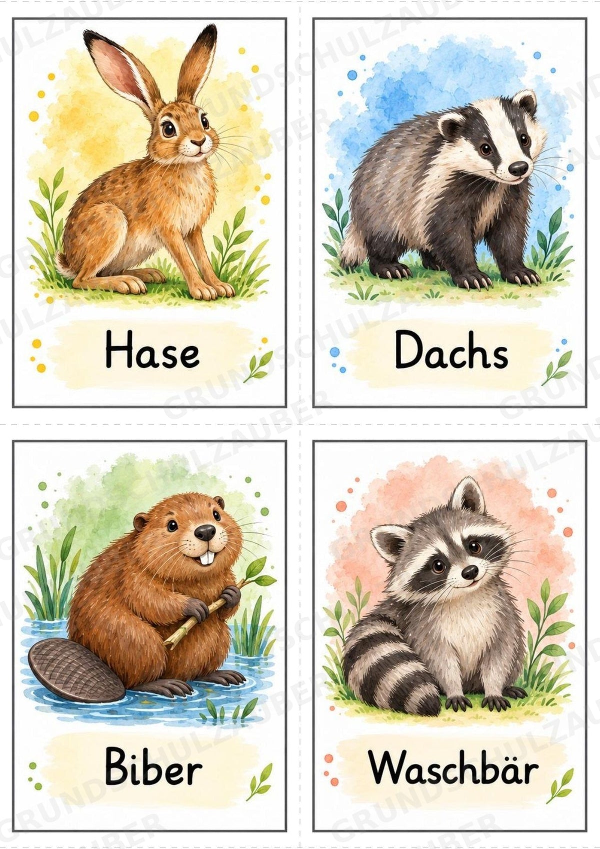 Tiere Bildkarten: 68 Karten DIN A6 | Grundschrift, Wortschatz & Sachunterricht in der Grundschule – Materialseite 8
