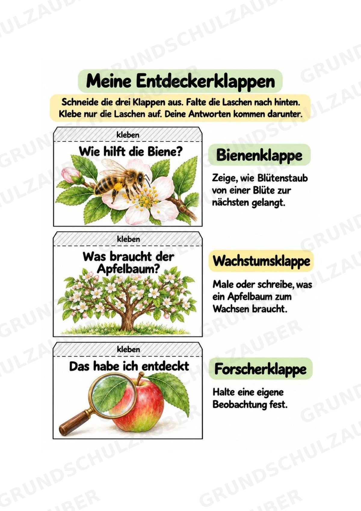Apfel Lapbook für Klasse 1/2 – Von der Blüte zur Frucht | Kamishibai – Materialseite 8