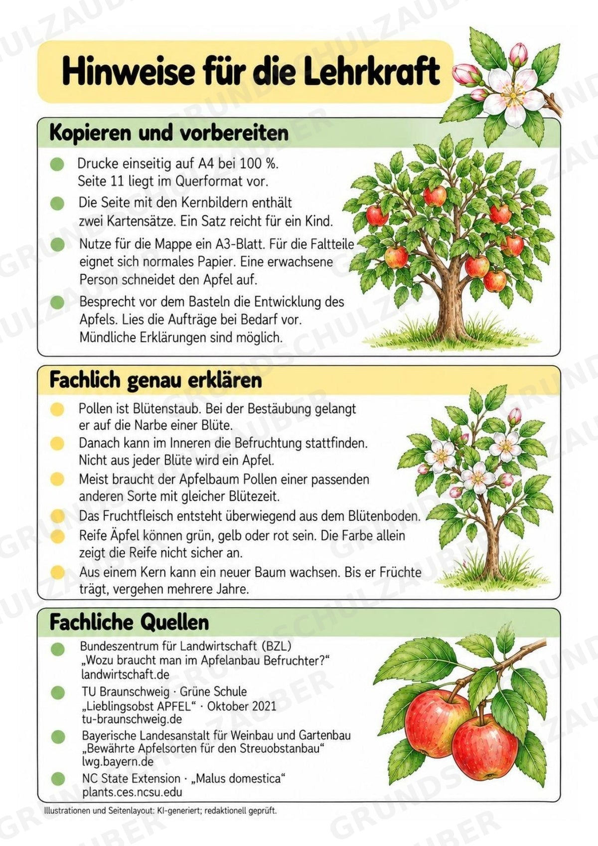 Apfel Lapbook für Klasse 1/2 – Von der Blüte zur Frucht | Kamishibai – Materialseite 15