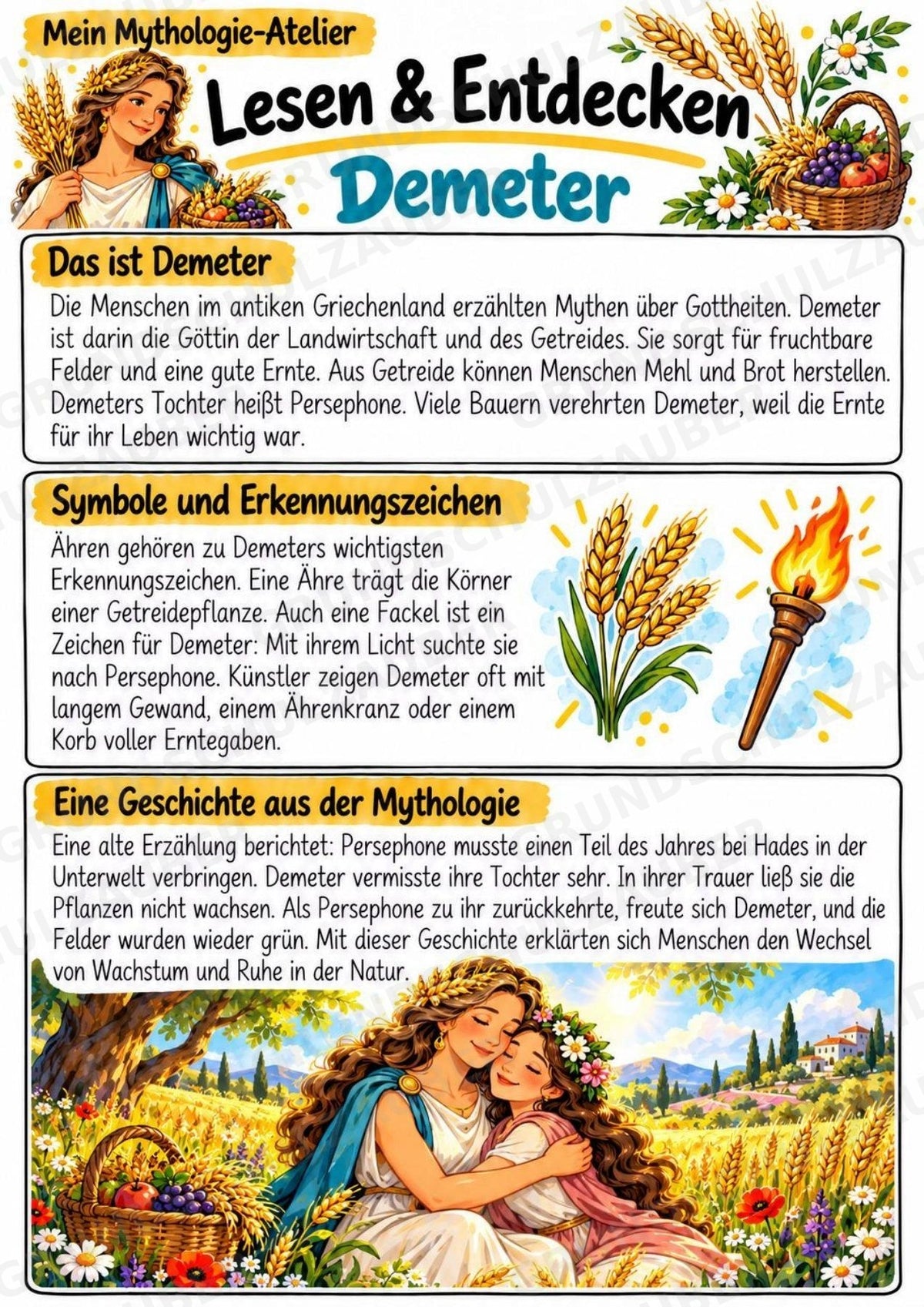Demeter – Griechische Götter: Steckbrief & Infotext | Arbeitsblätter mit Lösungen | Klasse 4–5 – Materialseite 2