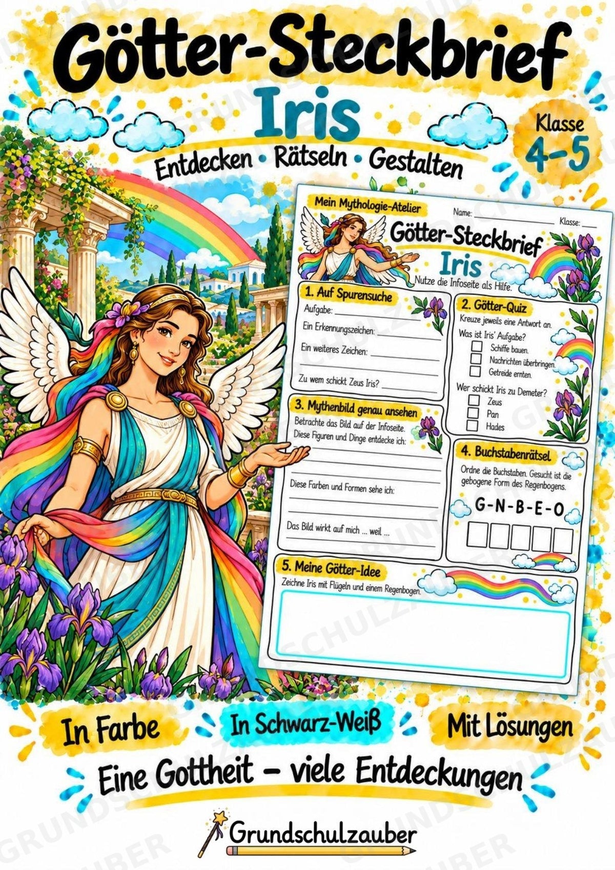 Iris – Griechische Götter: Steckbrief & Infotext | Arbeitsblätter mit Lösungen | Klasse 4–5 – Cover
