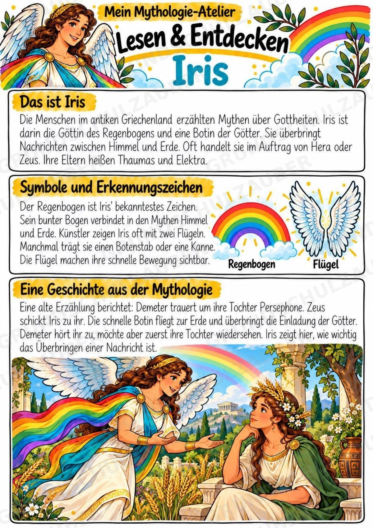 Iris – Griechische Götter: Steckbrief & Infotext | Arbeitsblätter mit Lösungen | Klasse 4–5 – Materialseite 2